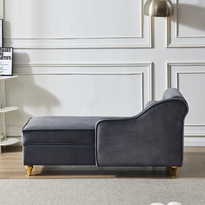 Sofa & Chair sets | Modern Upholstery Chaise Lounge Chair with Storage Velvet (Grey) | casafoyer.myshopify.com