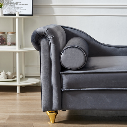 Sofa & Chair sets | Modern Upholstery Chaise Lounge Chair with Storage Velvet (Grey) | casafoyer.myshopify.com