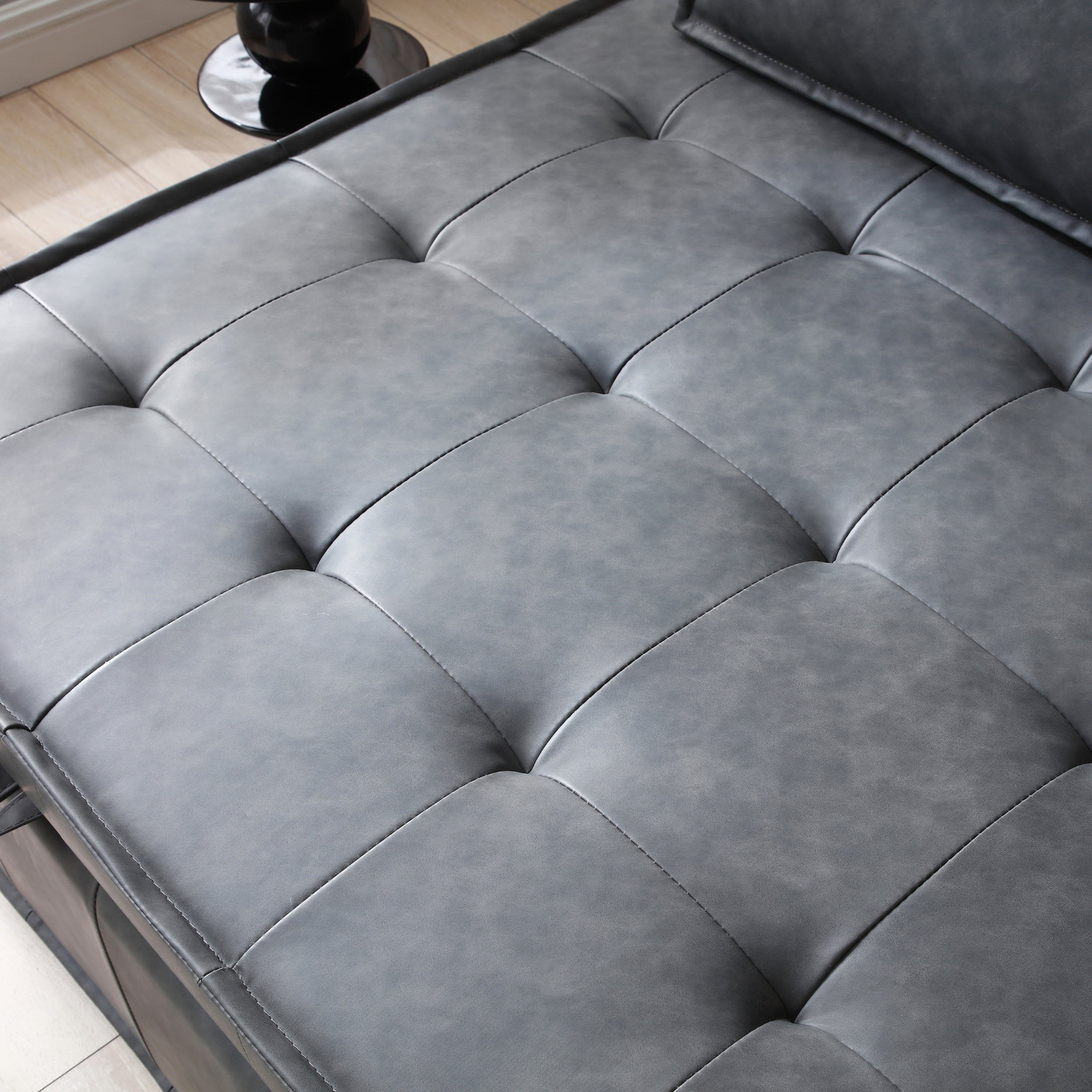 Sofa & Chair sets | Multipurpose Faux Leather Ottoman Lazy Chair Pulling Out Sofa Bed (Dark Grey) | casafoyer.myshopify.com