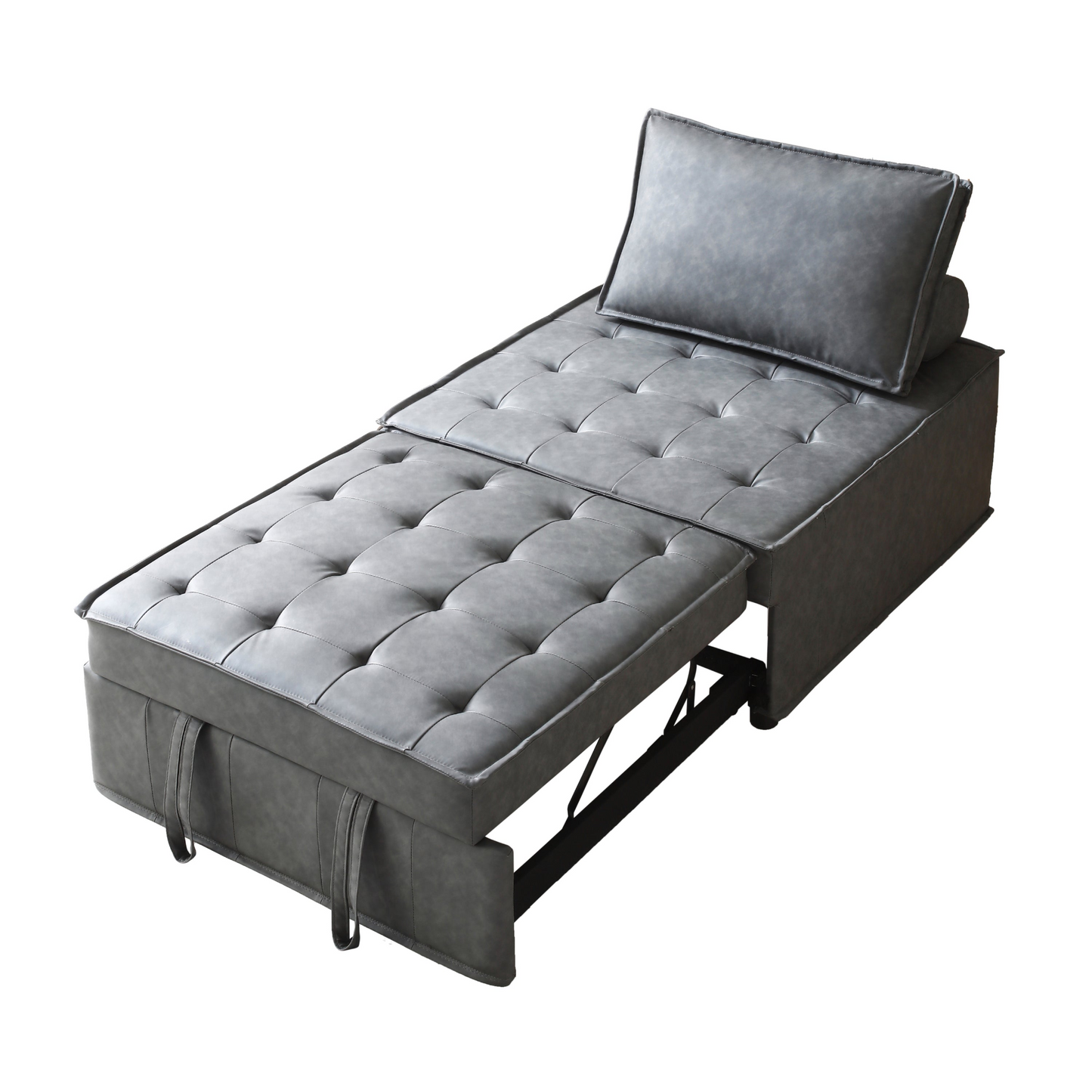 Sofa & Chair sets | Multipurpose Faux Leather Ottoman Lazy Chair Pulling Out Sofa Bed (Dark Grey) | casafoyer.myshopify.com