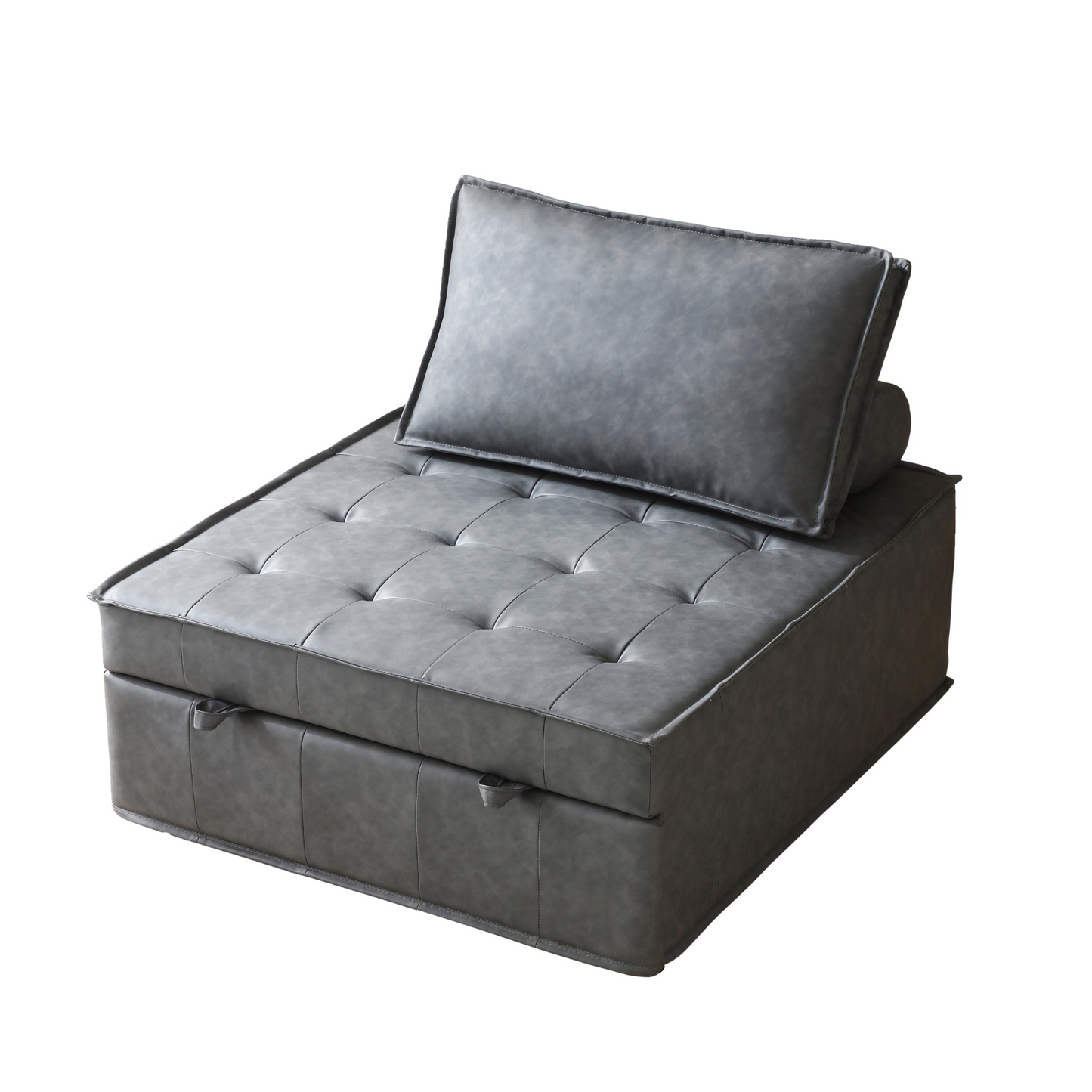 Sofa & Chair sets | Multipurpose Faux Leather Ottoman Lazy Chair Pulling Out Sofa Bed (Dark Grey) | casafoyer.myshopify.com