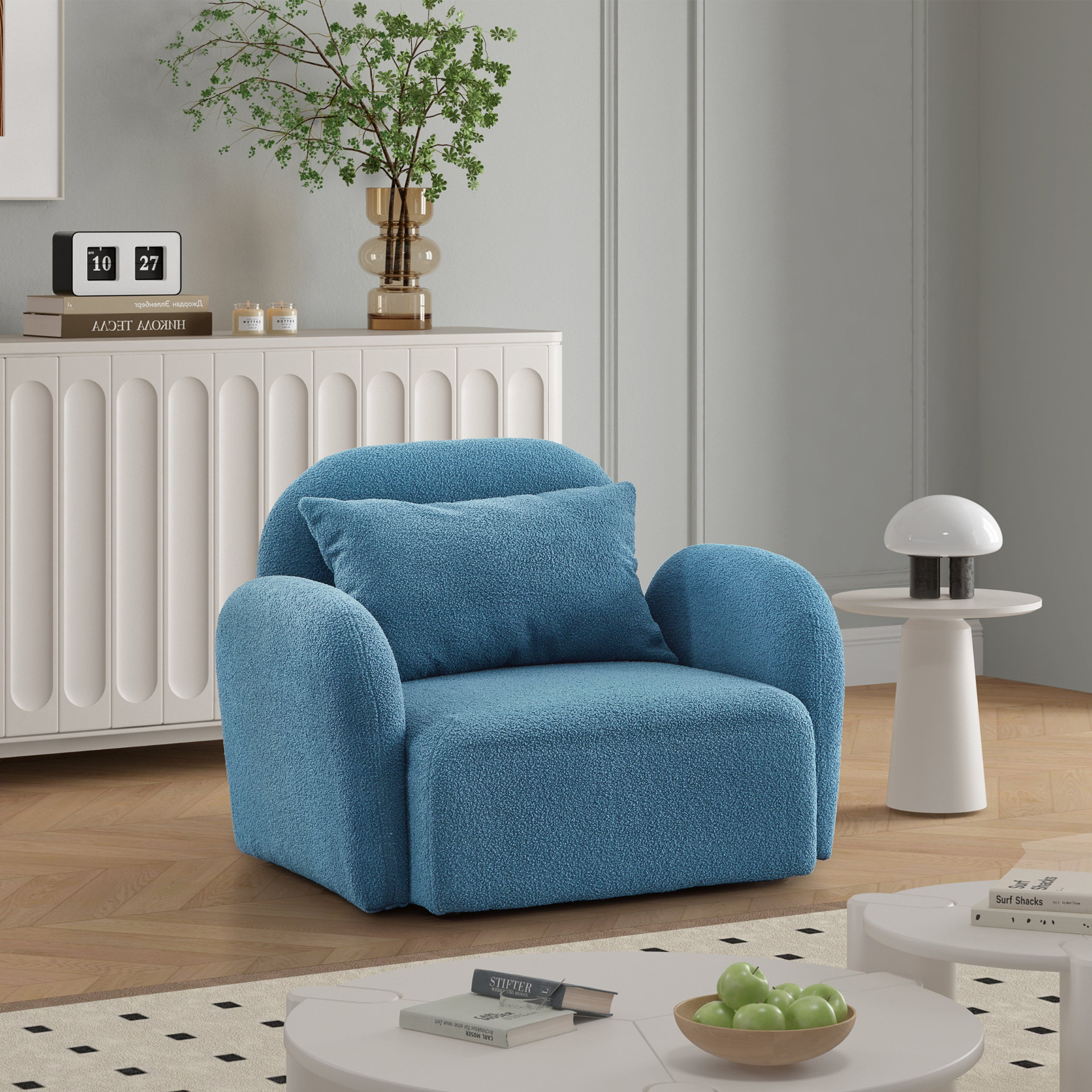 Sofa & Chair sets | Living Room Furniture Lazy Sofa Chair Teddy Fabric Blue - Comfortable & Durable | casafoyer.myshopify.com