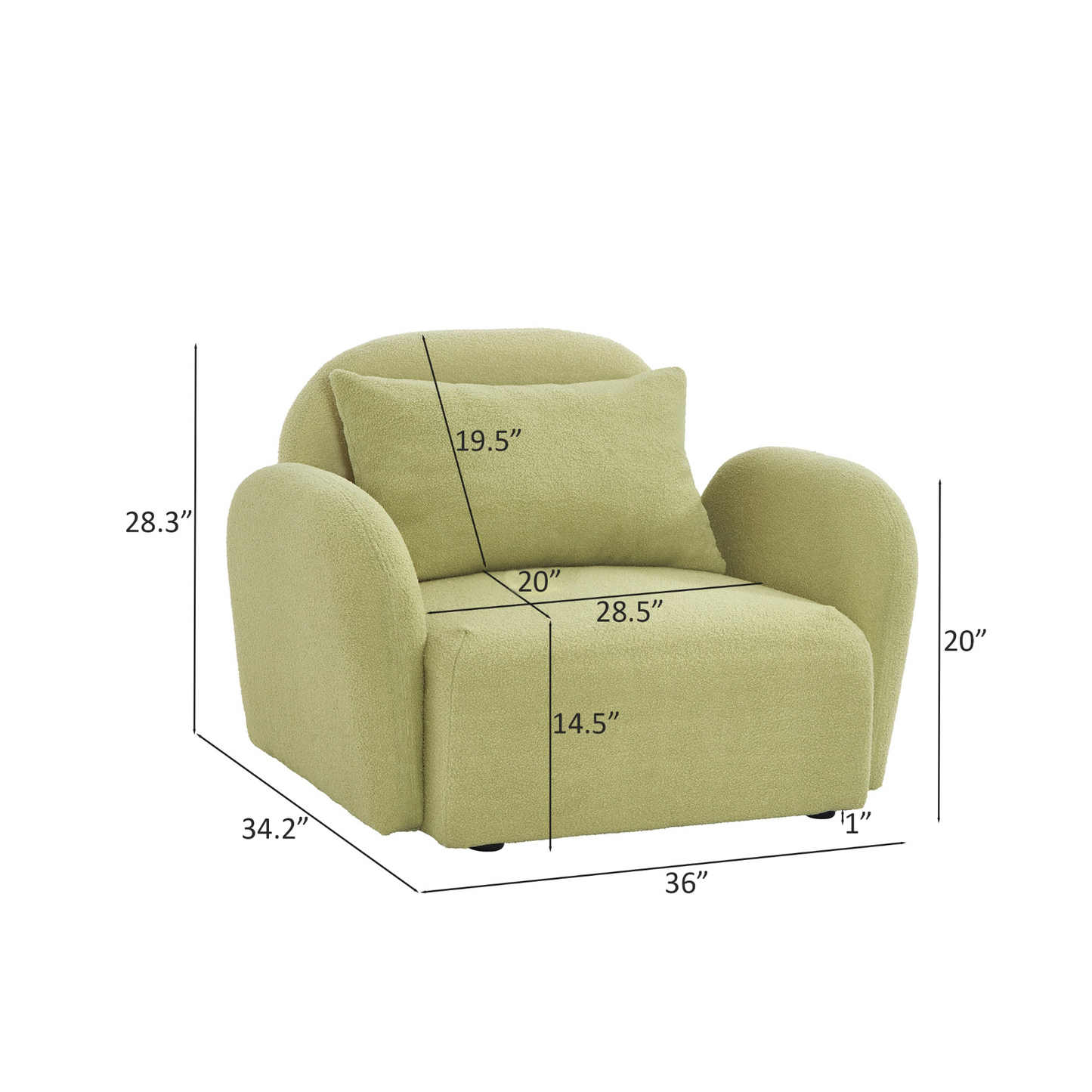 Sofa & Chair sets | Living Room Furniture Lazy Sofa Chair Teddy Fabric Light Green | casafoyer.myshopify.com