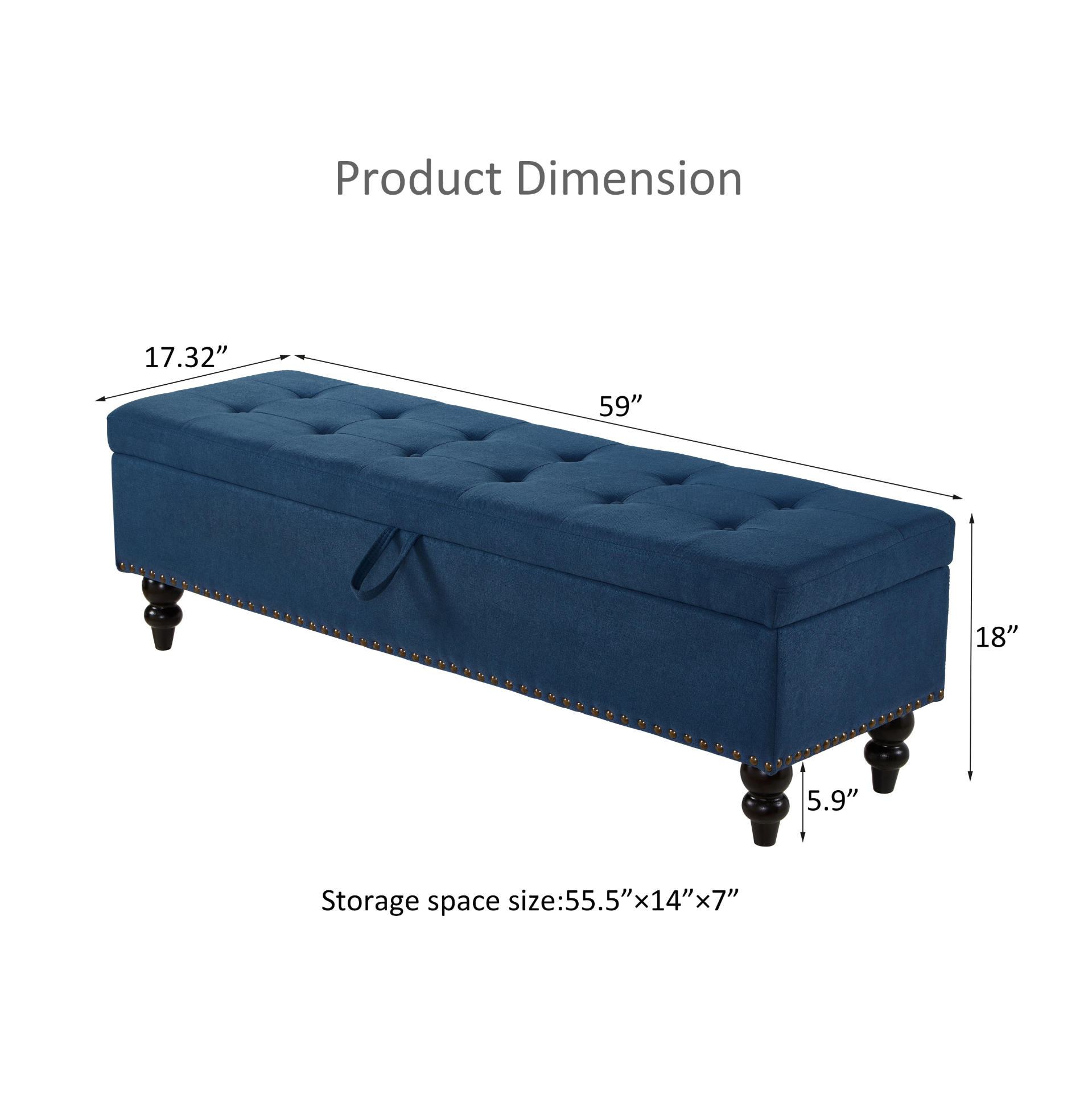 [product_type] | 59" Bed Bench with Storage - Blue Fabric | Stylish and Functional | casafoyer.myshopify.com