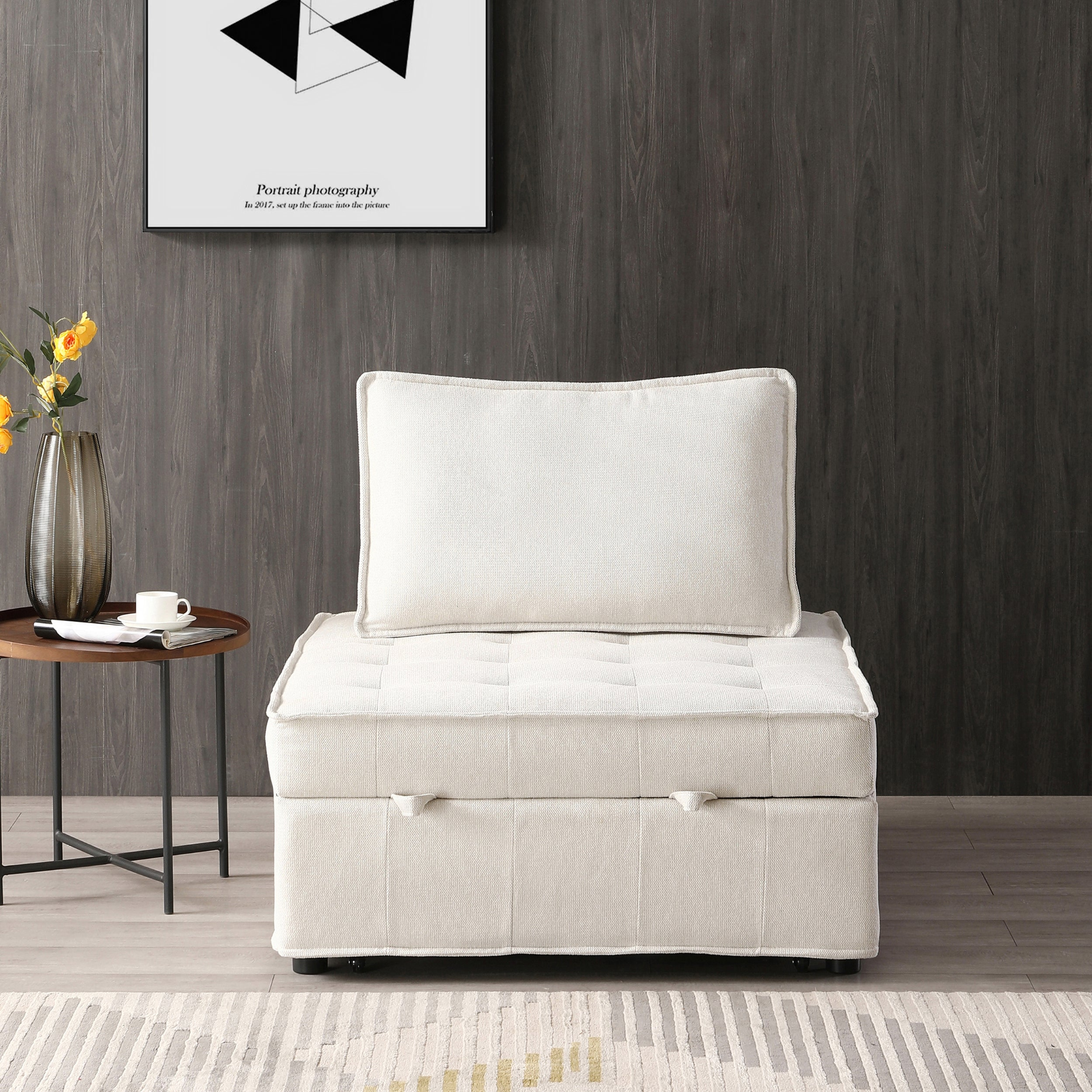 Sofa & Chair sets | Multipurpose Linen Fabric Ottoman Lazy Sofa Pulling Out Sofa Bed (Beige) - Convertible, Comfortable, and Stylish | casafoyer.myshopify.com