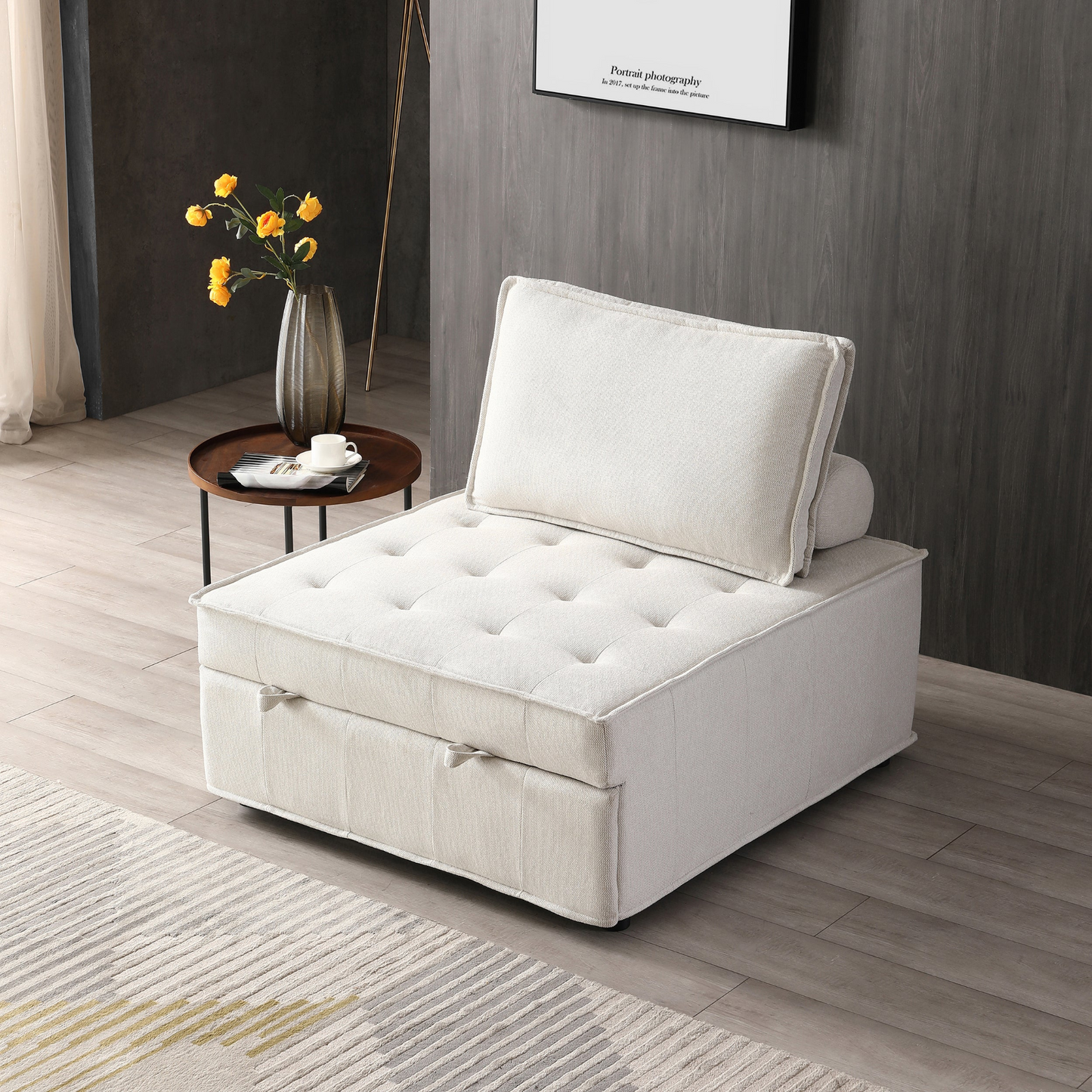 Sofa & Chair sets | Multipurpose Linen Fabric Ottoman Lazy Sofa Pulling Out Sofa Bed (Beige) - Convertible, Comfortable, and Stylish | casafoyer.myshopify.com