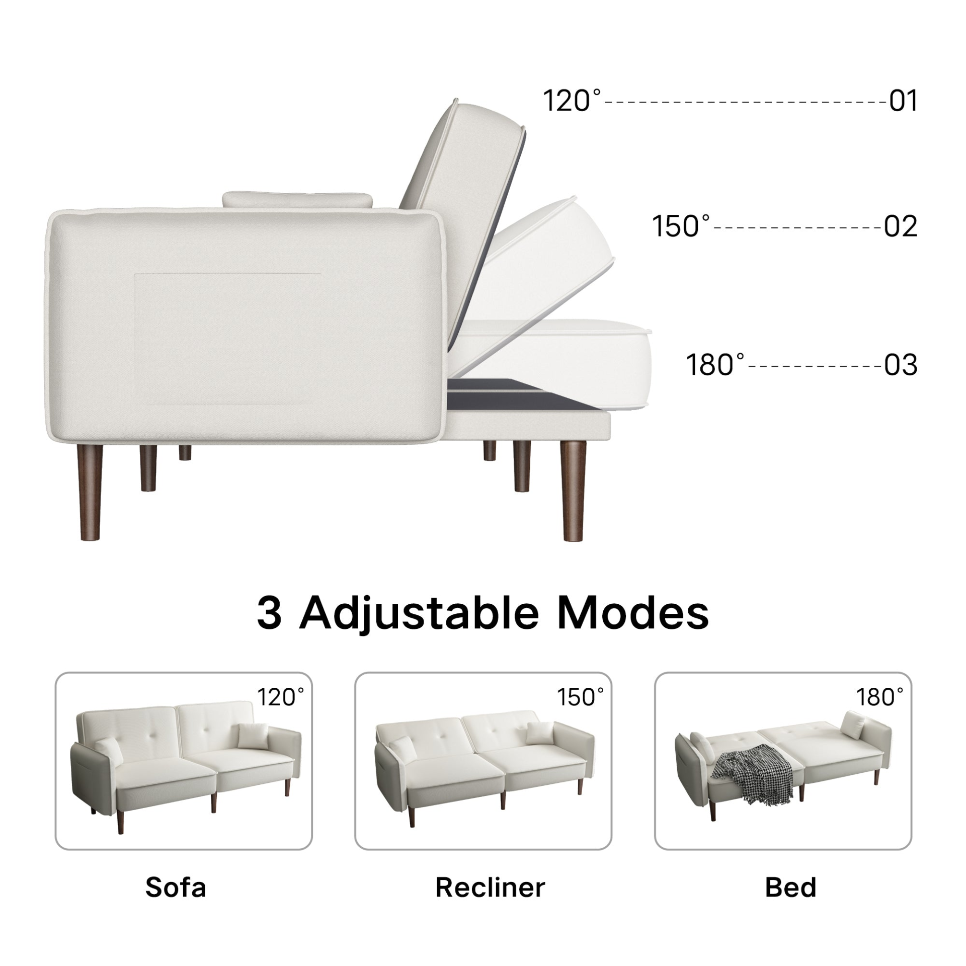 Sofa & Chair sets | Sofa bed in White Cotton Linen Fabric | casafoyer.myshopify.com