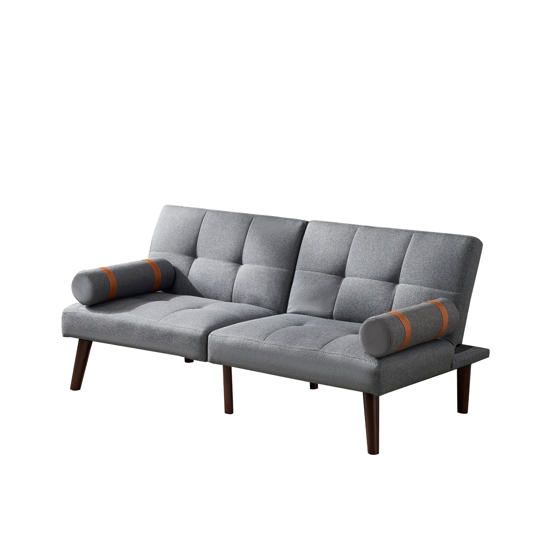 Sofa & Chair sets | Convertible Sofa Bed Futon with Solid Wood Legs Linen Fabric Grey | casafoyer.myshopify.com