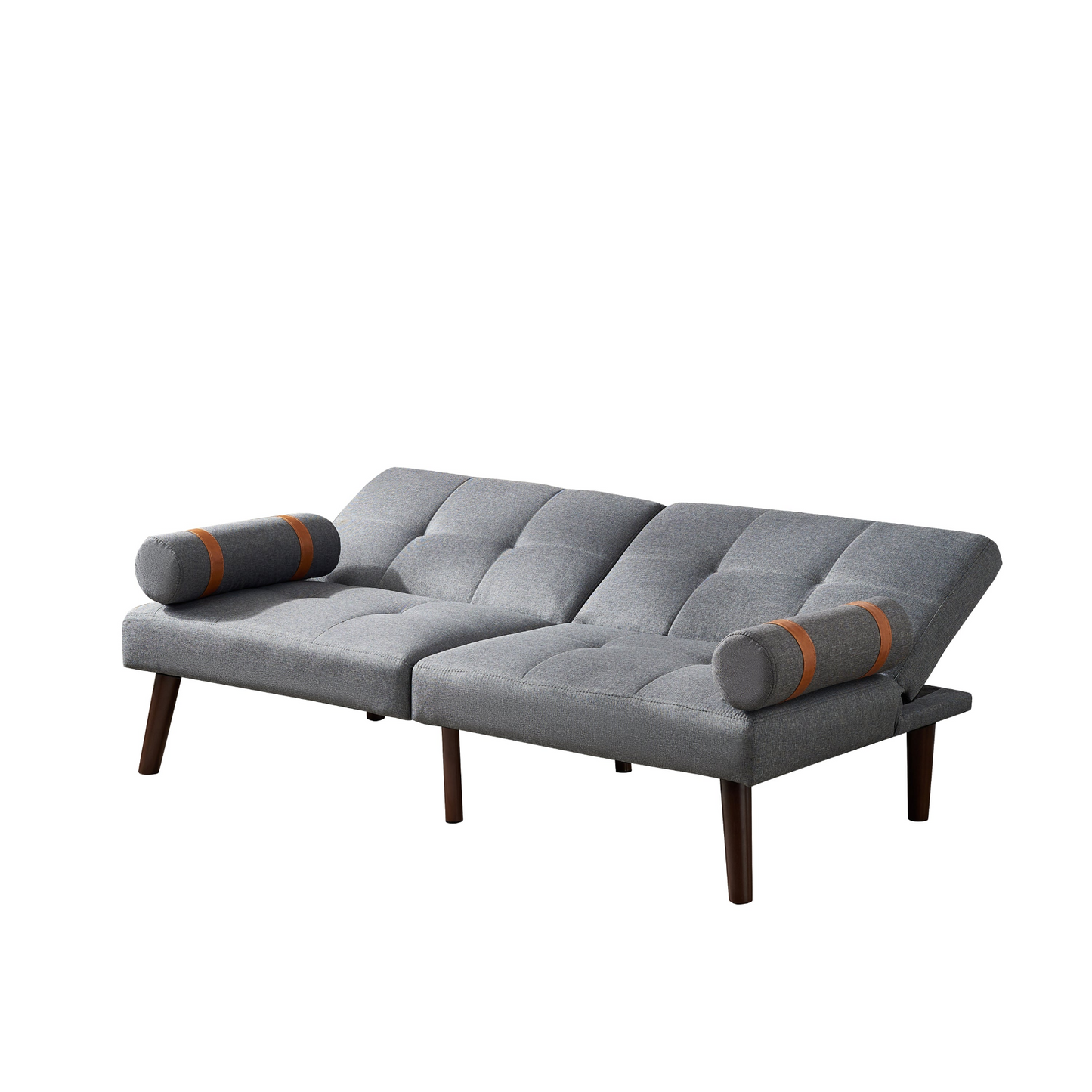 Sofa & Chair sets | Convertible Sofa Bed Futon with Solid Wood Legs Linen Fabric Grey | casafoyer.myshopify.com