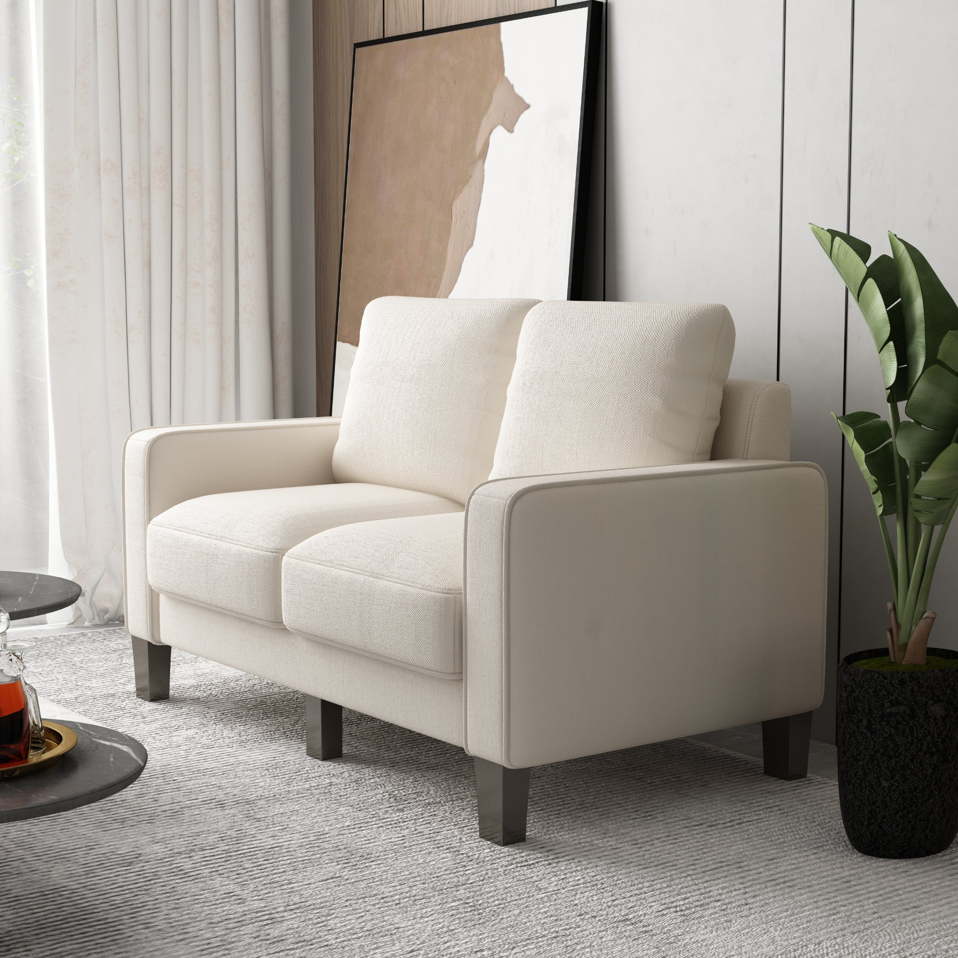 Sofa & Chair sets | Modern Living Room Furniture Loveseat in Beige Fabric | casafoyer.myshopify.com