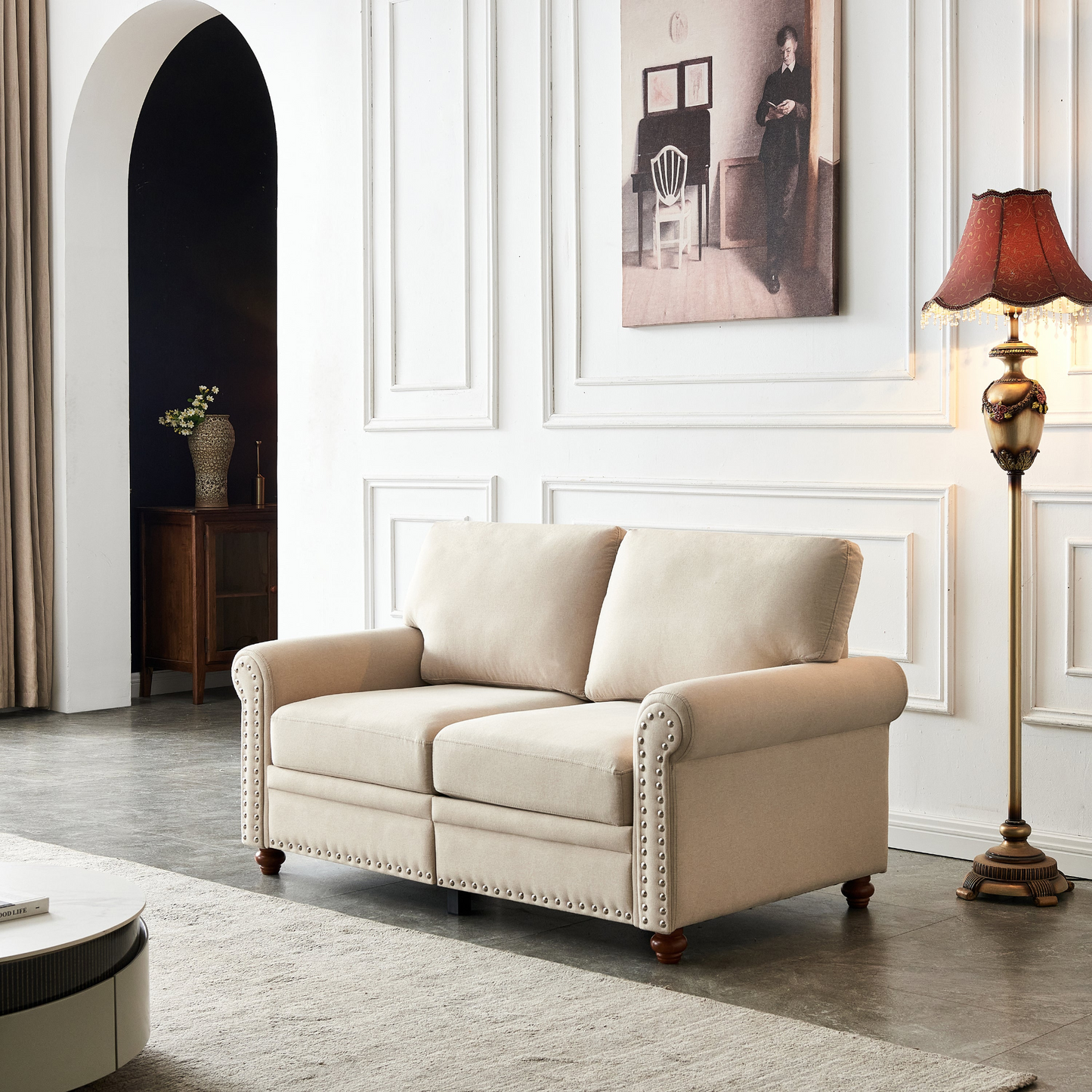 Sofa & Chair sets | Linen Fabric Upholstery with Storage Loveseat (Beige) | casafoyer.myshopify.com