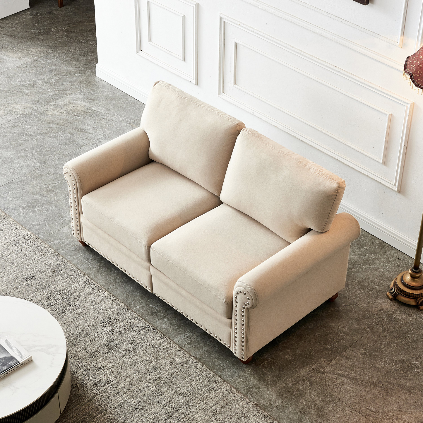 Sofa & Chair sets | Linen Fabric Upholstery with Storage Loveseat (Beige) | casafoyer.myshopify.com