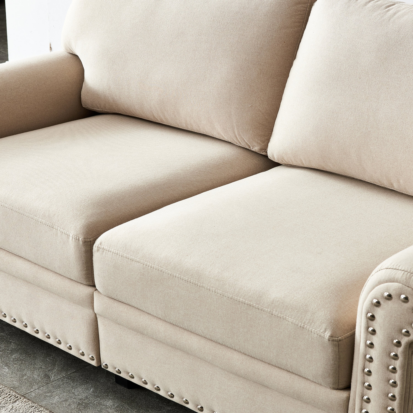 Sofa & Chair sets | Linen Fabric Upholstery with Storage Loveseat (Beige) | casafoyer.myshopify.com