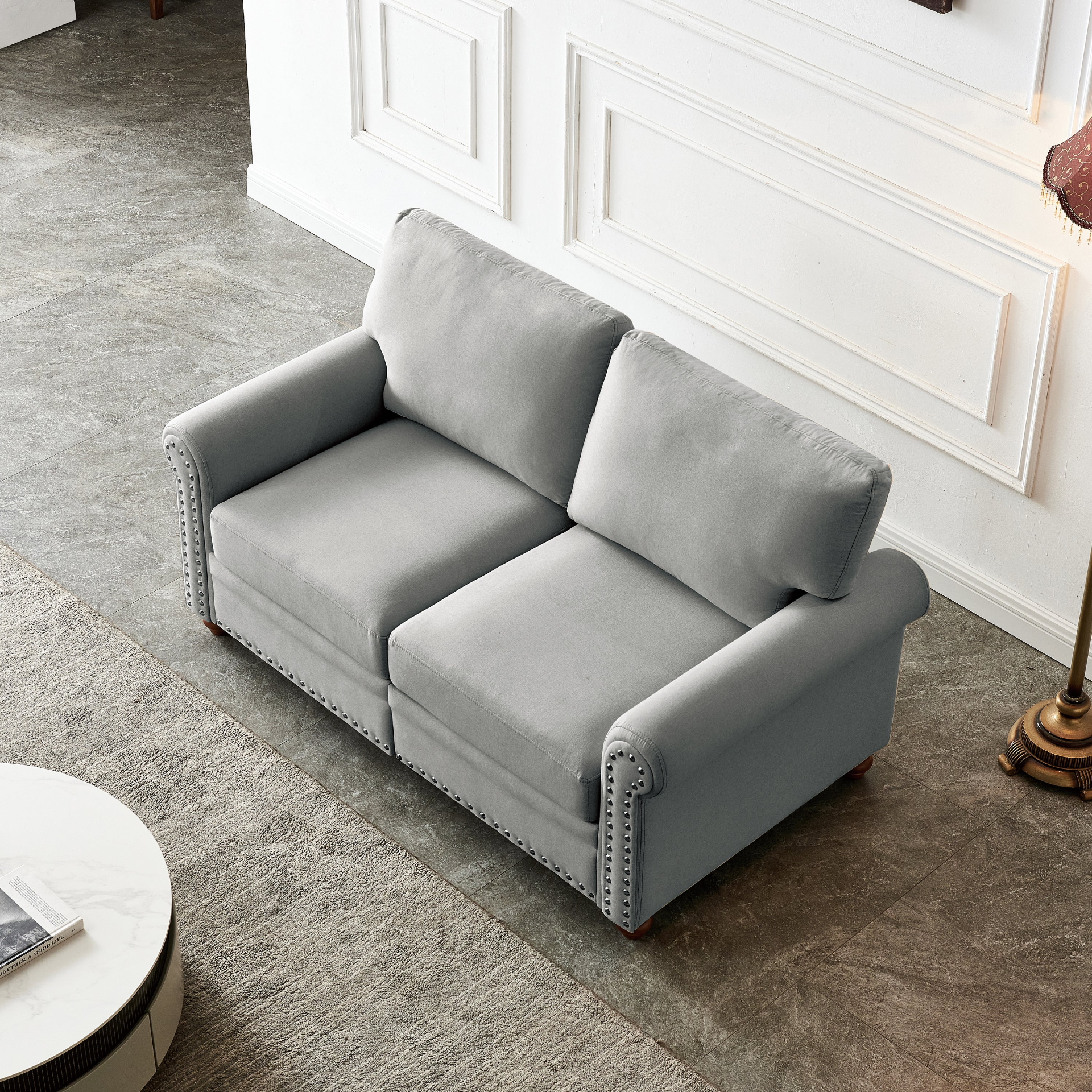 Sofa & Chair sets | Linen Fabric Upholstery with Storage Loveseat (Grey) | casafoyer.myshopify.com