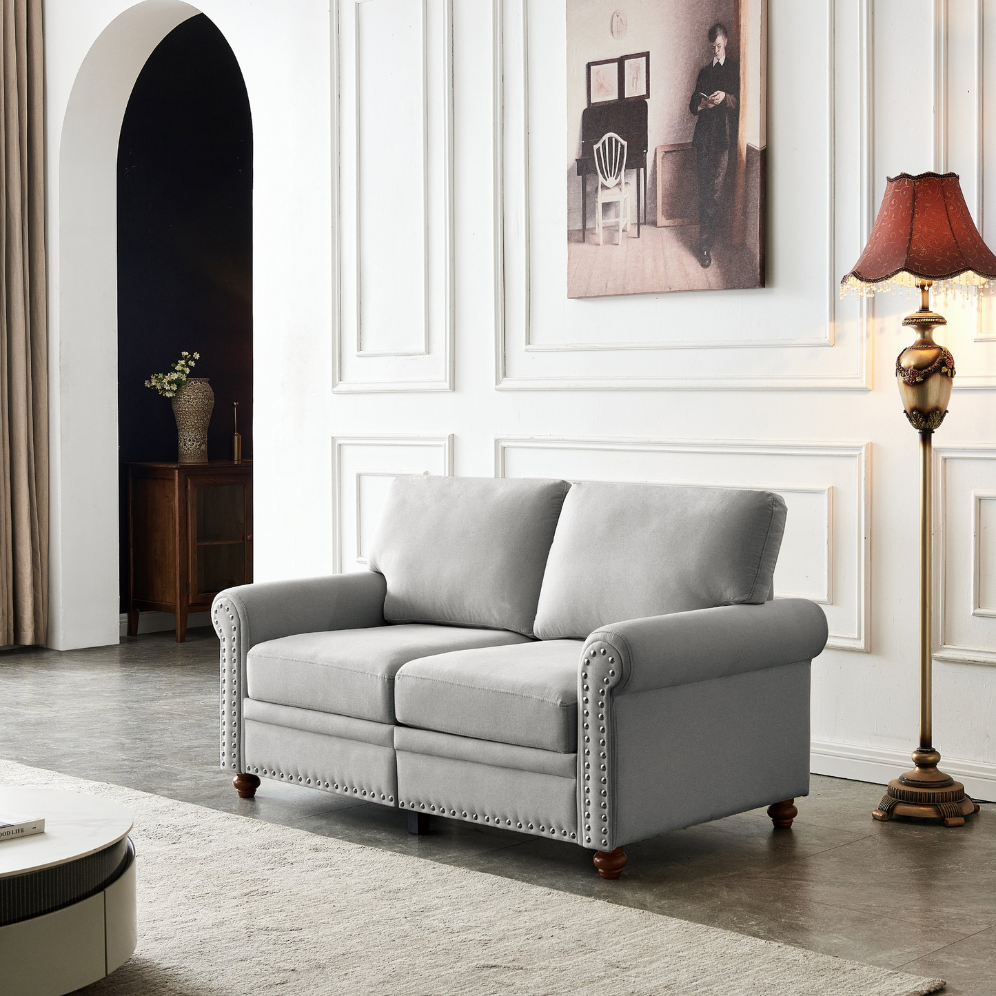 Sofa & Chair sets | Linen Fabric Upholstery with Storage Loveseat (Grey) | casafoyer.myshopify.com