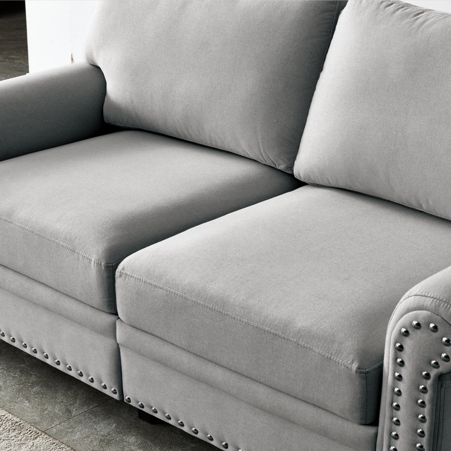 Sofa & Chair sets | Linen Fabric Upholstery with Storage Loveseat (Grey) | casafoyer.myshopify.com