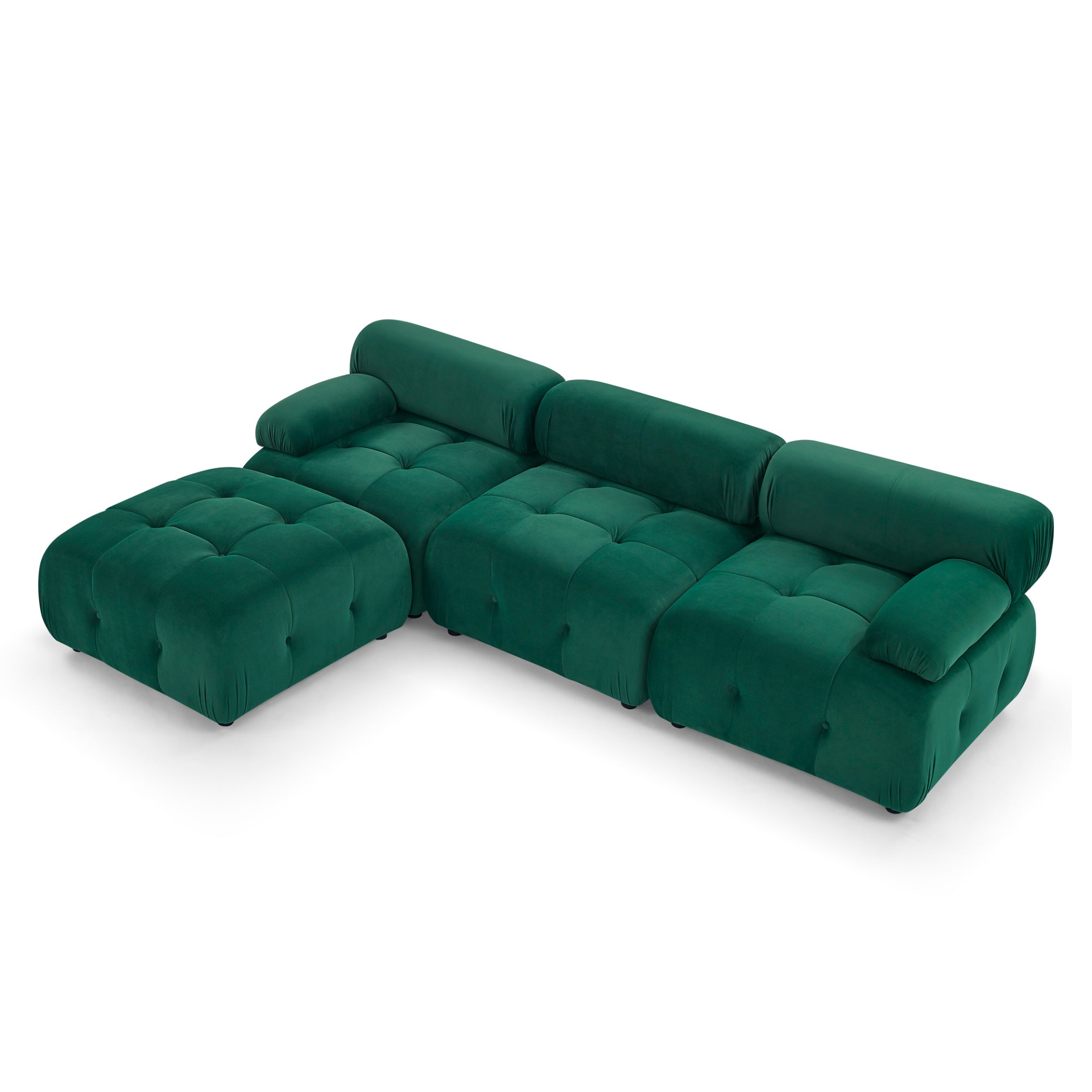 Sofa & Chair sets | Modular Sectional Sofa, Button Tufted Designed and DIY Combination,L Shaped Couch with Reversible Ottoman, Green Velvet | casafoyer.myshopify.com