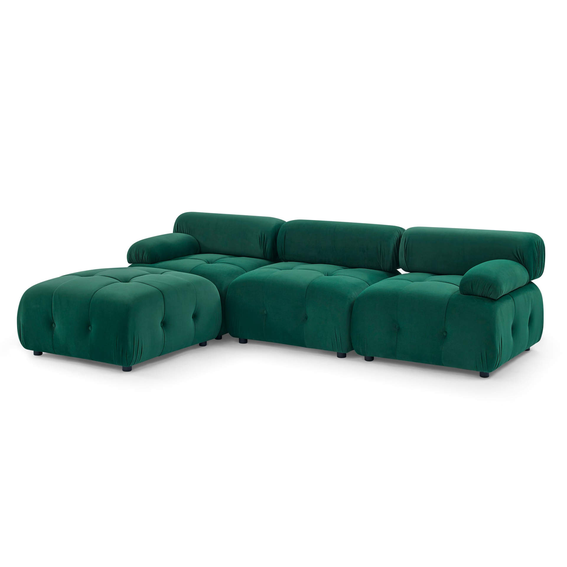 Sofa & Chair sets | Modular Sectional Sofa, Button Tufted Designed and DIY Combination,L Shaped Couch with Reversible Ottoman, Green Velvet | casafoyer.myshopify.com