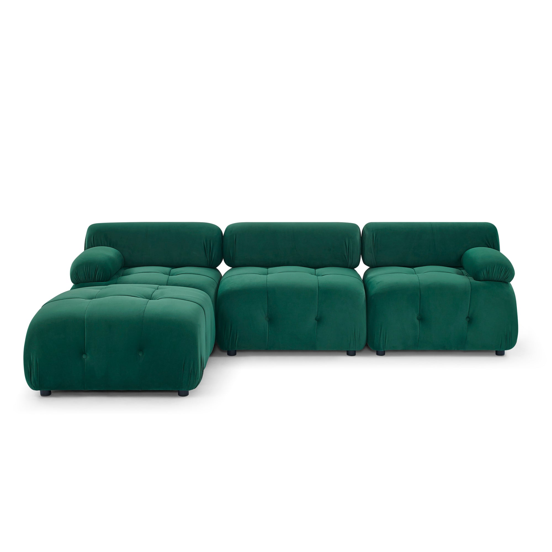 Sofa & Chair sets | Modular Sectional Sofa, Button Tufted Designed and DIY Combination,L Shaped Couch with Reversible Ottoman, Green Velvet | casafoyer.myshopify.com