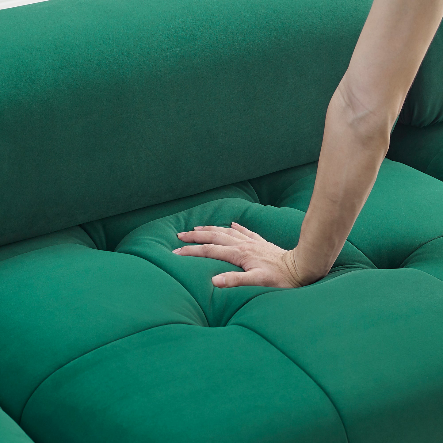 Sofa & Chair sets | Modular Sectional Sofa, Button Tufted Designed and DIY Combination,L Shaped Couch with Reversible Ottoman, Green Velvet | casafoyer.myshopify.com