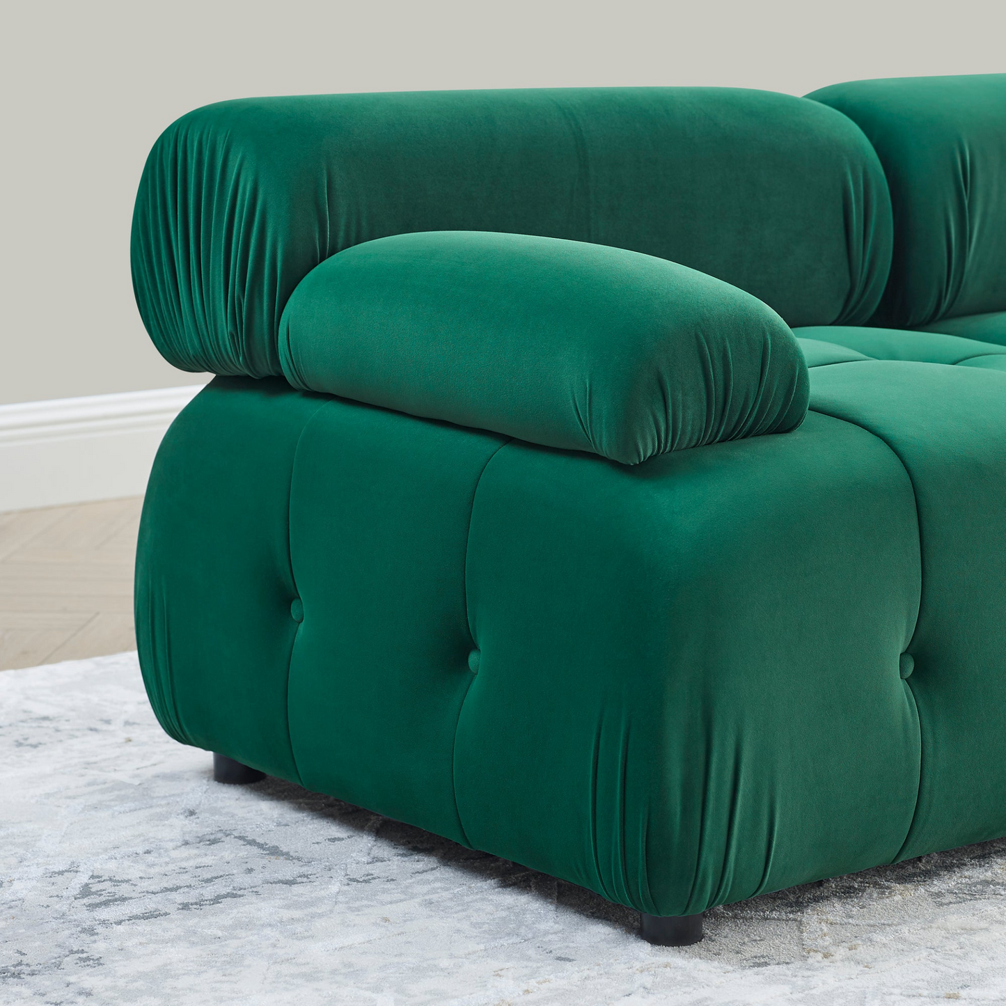 Sofa & Chair sets | Modular Sectional Sofa, Button Tufted Designed and DIY Combination,L Shaped Couch with Reversible Ottoman, Green Velvet | casafoyer.myshopify.com