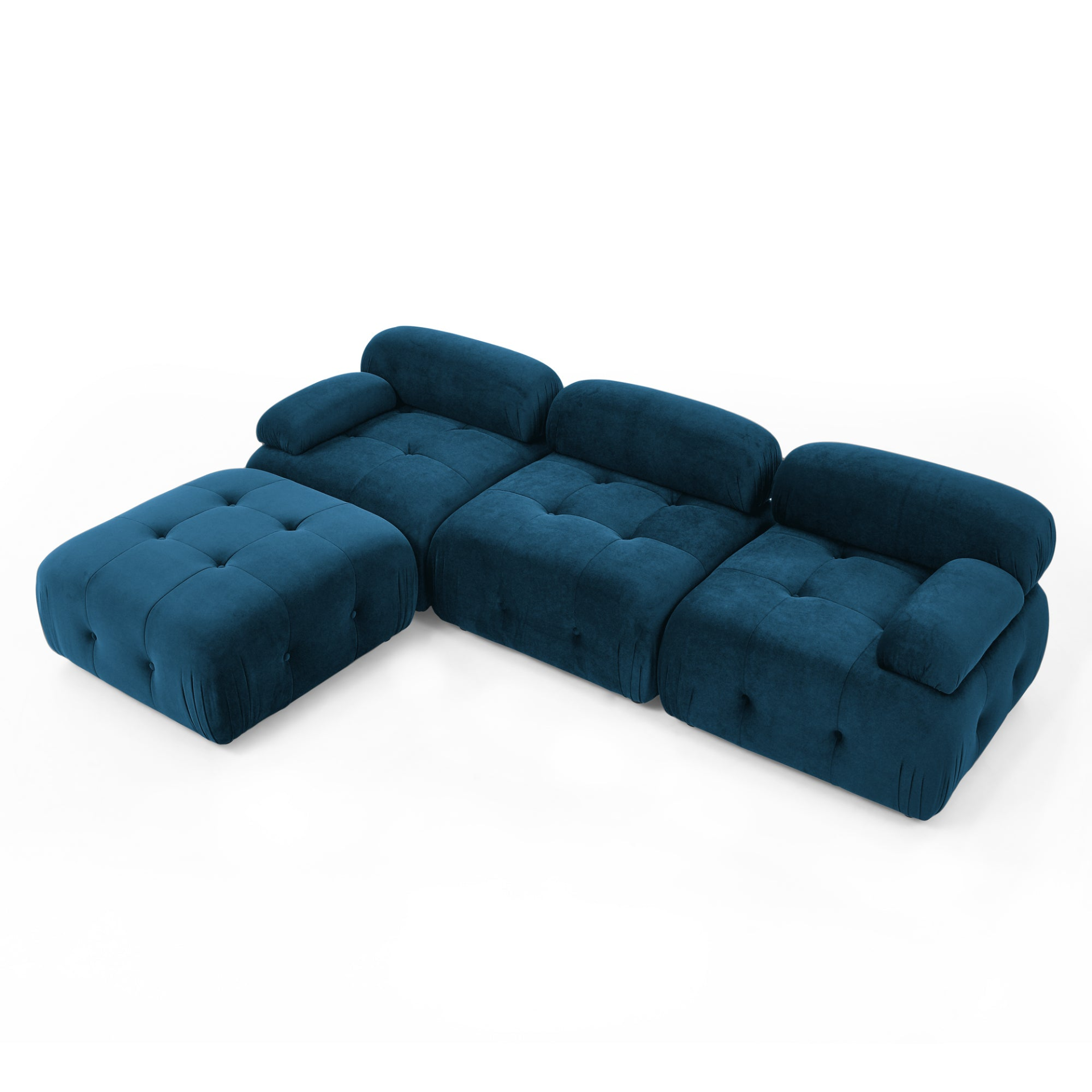 Sofa & Chair sets | Modular Sectional Sofa, Button Tufted Designed and DIY Combination,L Shaped Couch with Reversible Ottoman, Navy Velvet | casafoyer.myshopify.com