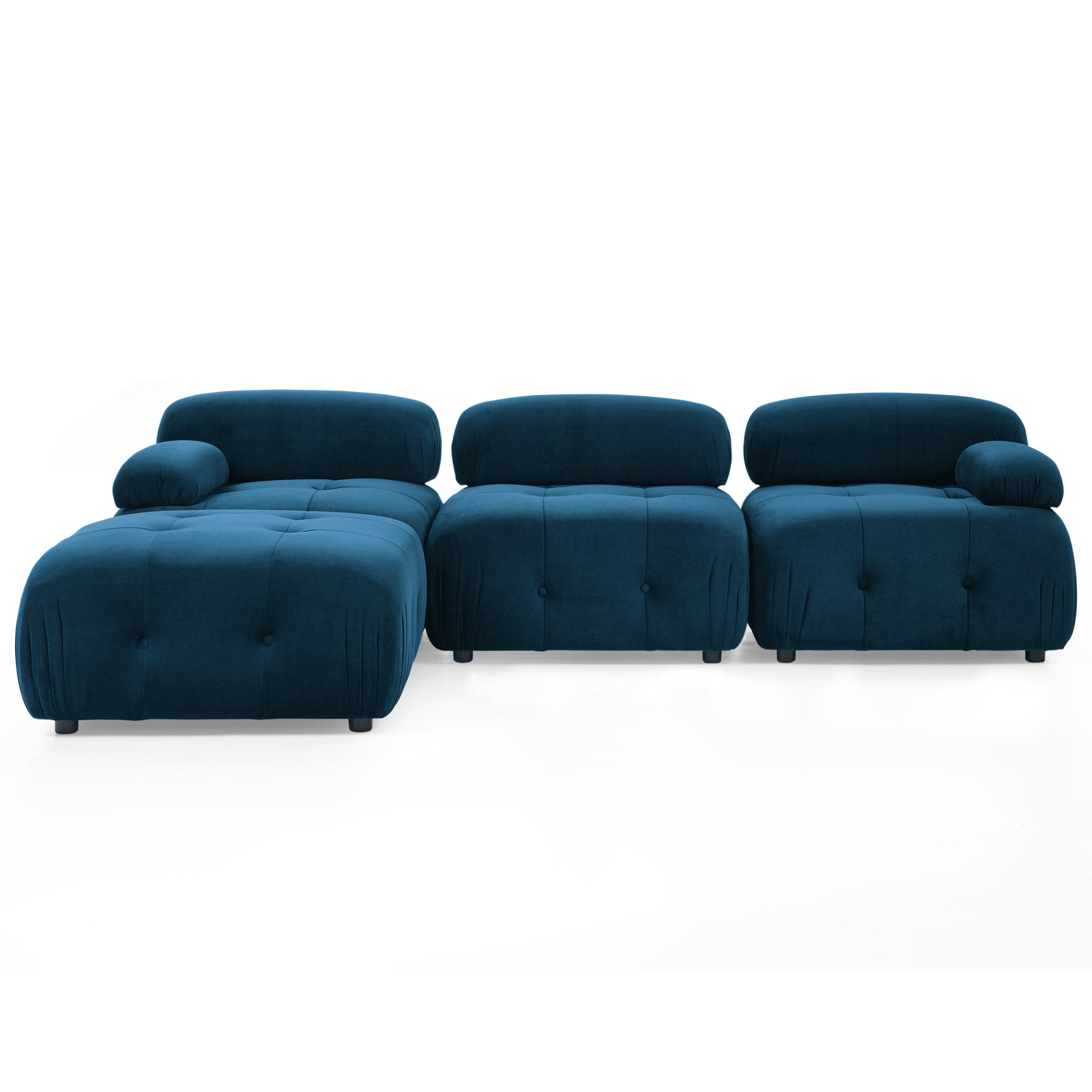 Sofa & Chair sets | Modular Sectional Sofa, Button Tufted Designed and DIY Combination,L Shaped Couch with Reversible Ottoman, Navy Velvet | casafoyer.myshopify.com