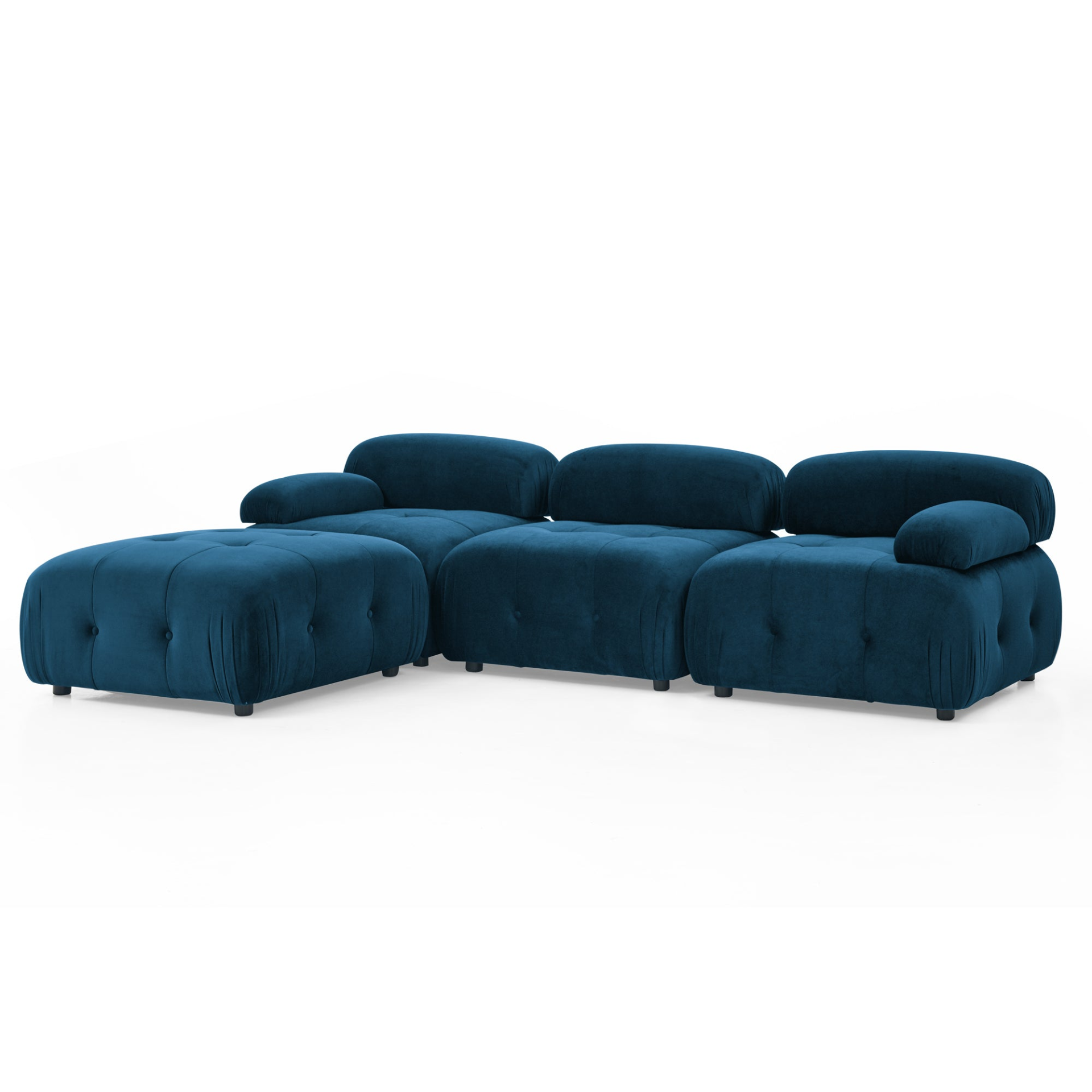 Sofa & Chair sets | Modular Sectional Sofa, Button Tufted Designed and DIY Combination,L Shaped Couch with Reversible Ottoman, Navy Velvet | casafoyer.myshopify.com