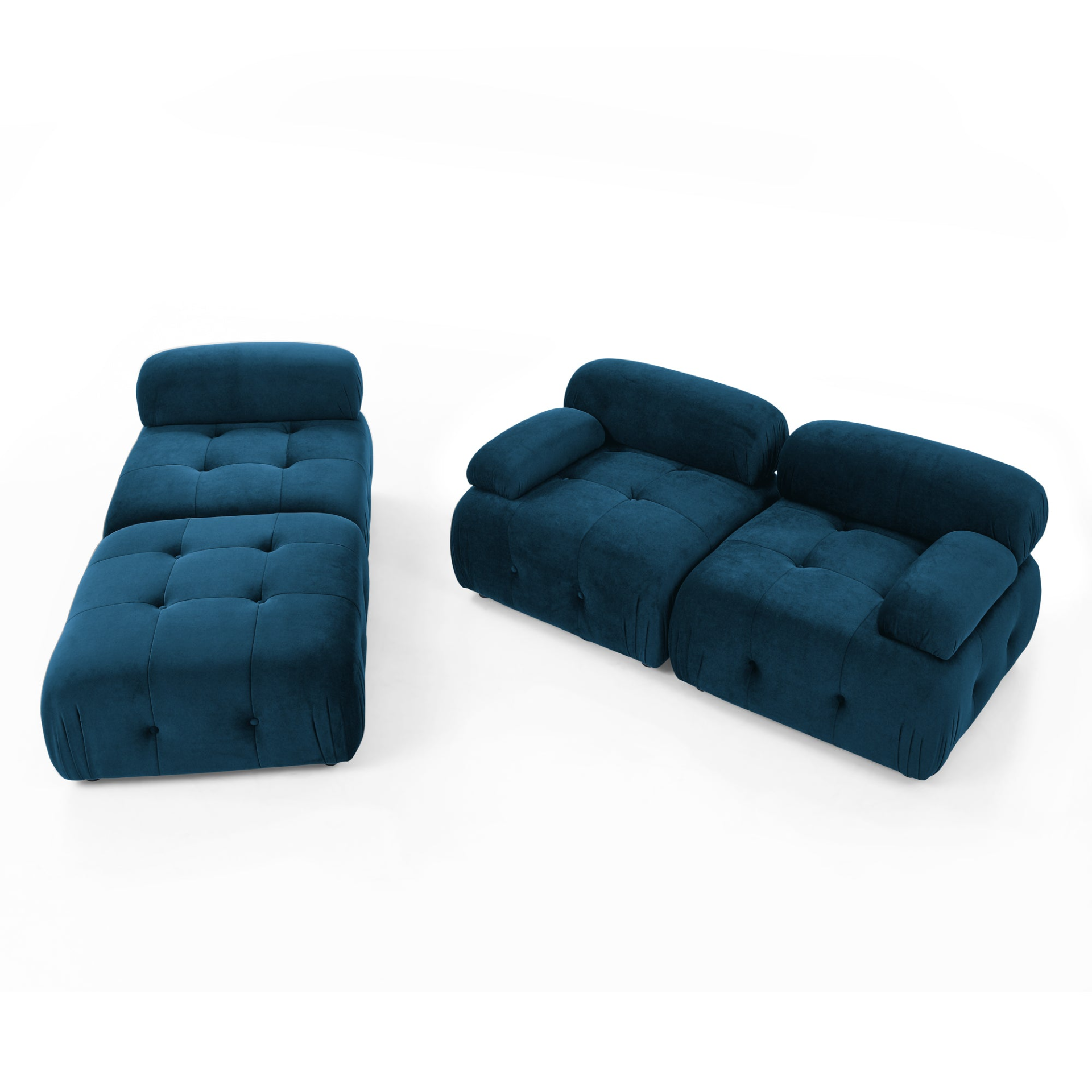 Sofa & Chair sets | Modular Sectional Sofa, Button Tufted Designed and DIY Combination,L Shaped Couch with Reversible Ottoman, Navy Velvet | casafoyer.myshopify.com