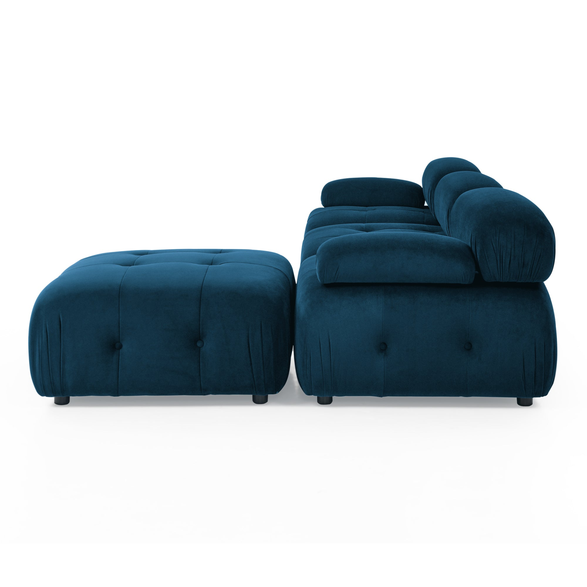 Sofa & Chair sets | Modular Sectional Sofa, Button Tufted Designed and DIY Combination,L Shaped Couch with Reversible Ottoman, Navy Velvet | casafoyer.myshopify.com