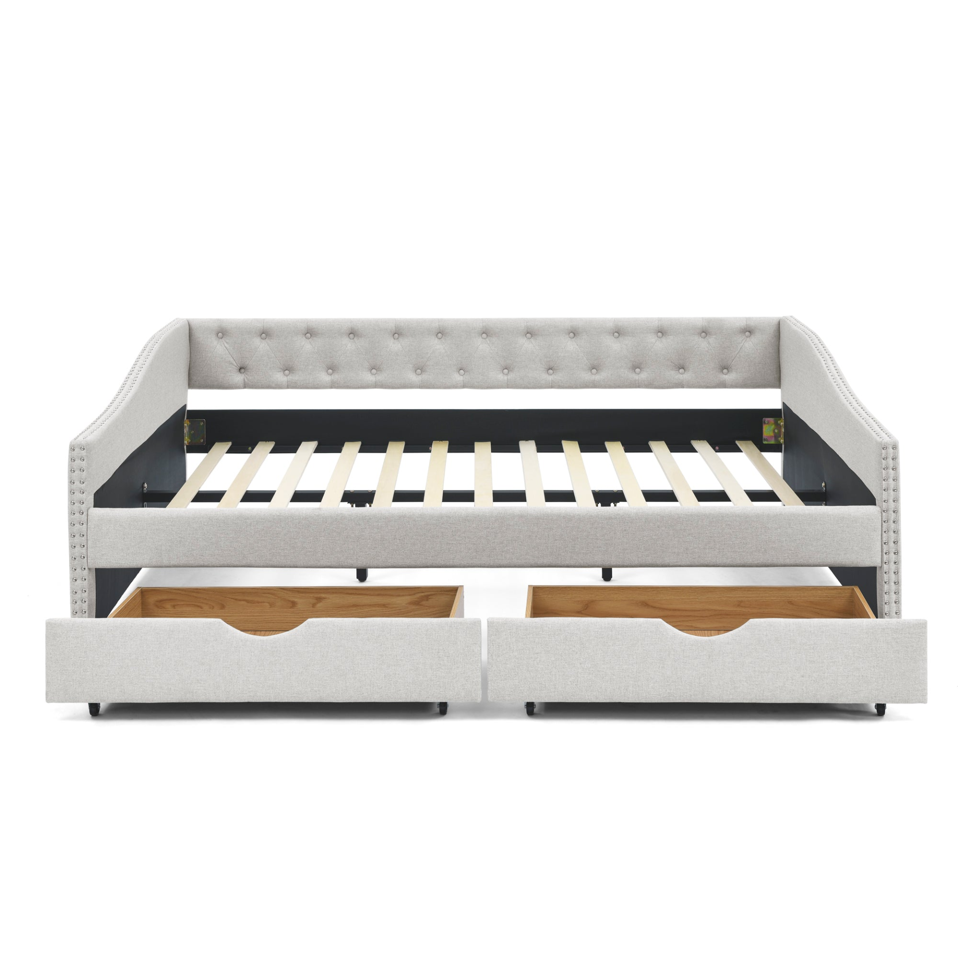 Patio Furntiure Sets | Queen Size Daybed with Drawers Upholstered Tufted Sofa Bed, Beige | casafoyer.myshopify.com