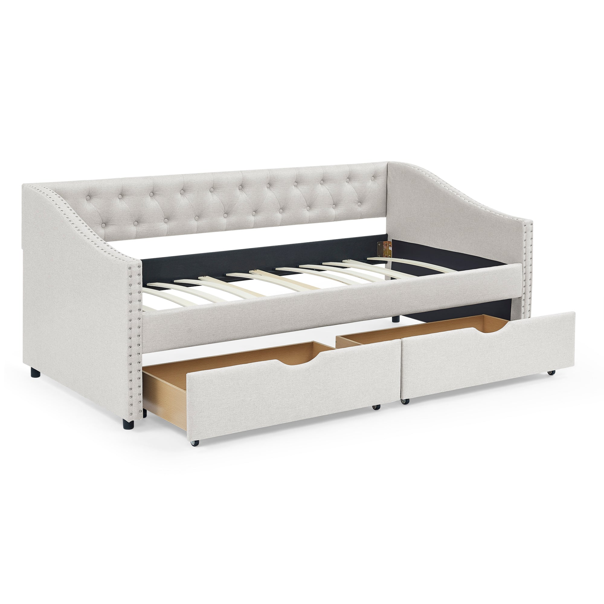 Patio Furntiure Sets | Twin Size Daybed with Drawers Upholstered Tufted Sofa Bed, Beige | casafoyer.myshopify.com