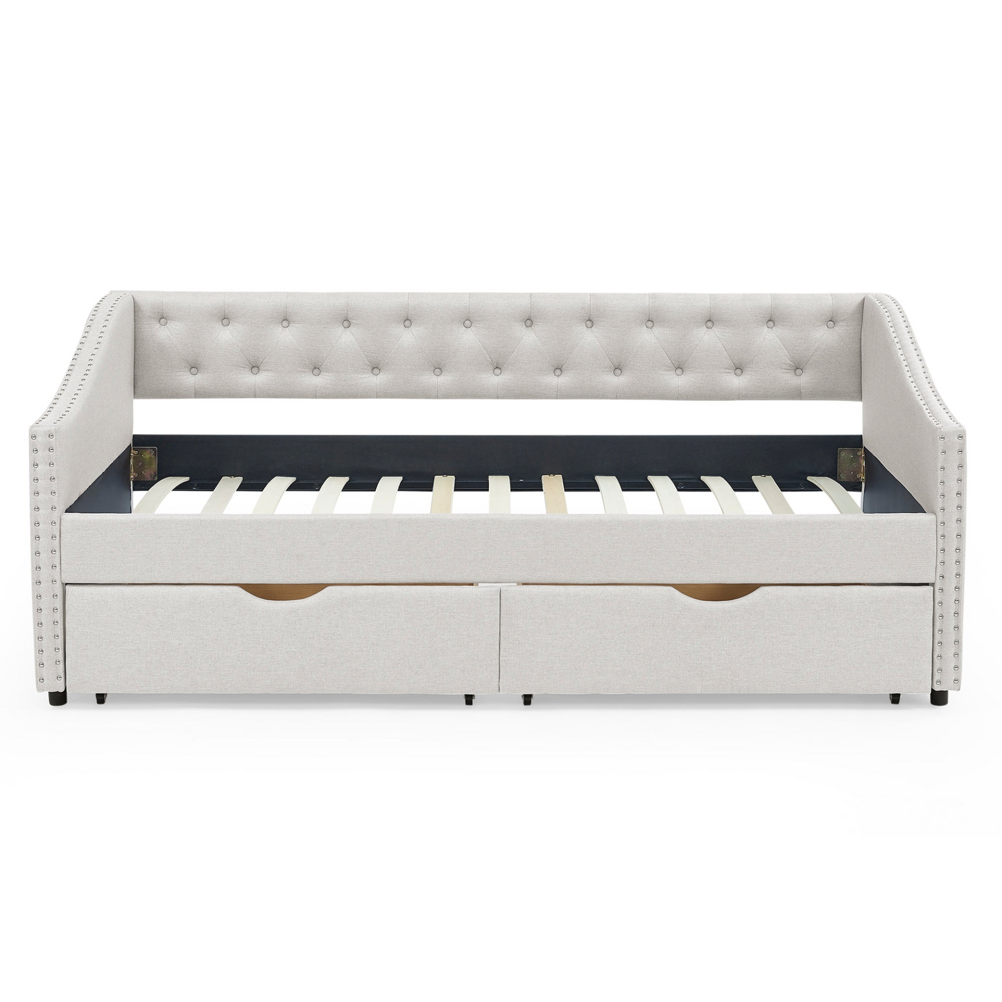 Patio Furntiure Sets | Twin Size Daybed with Drawers Upholstered Tufted Sofa Bed, Beige | casafoyer.myshopify.com