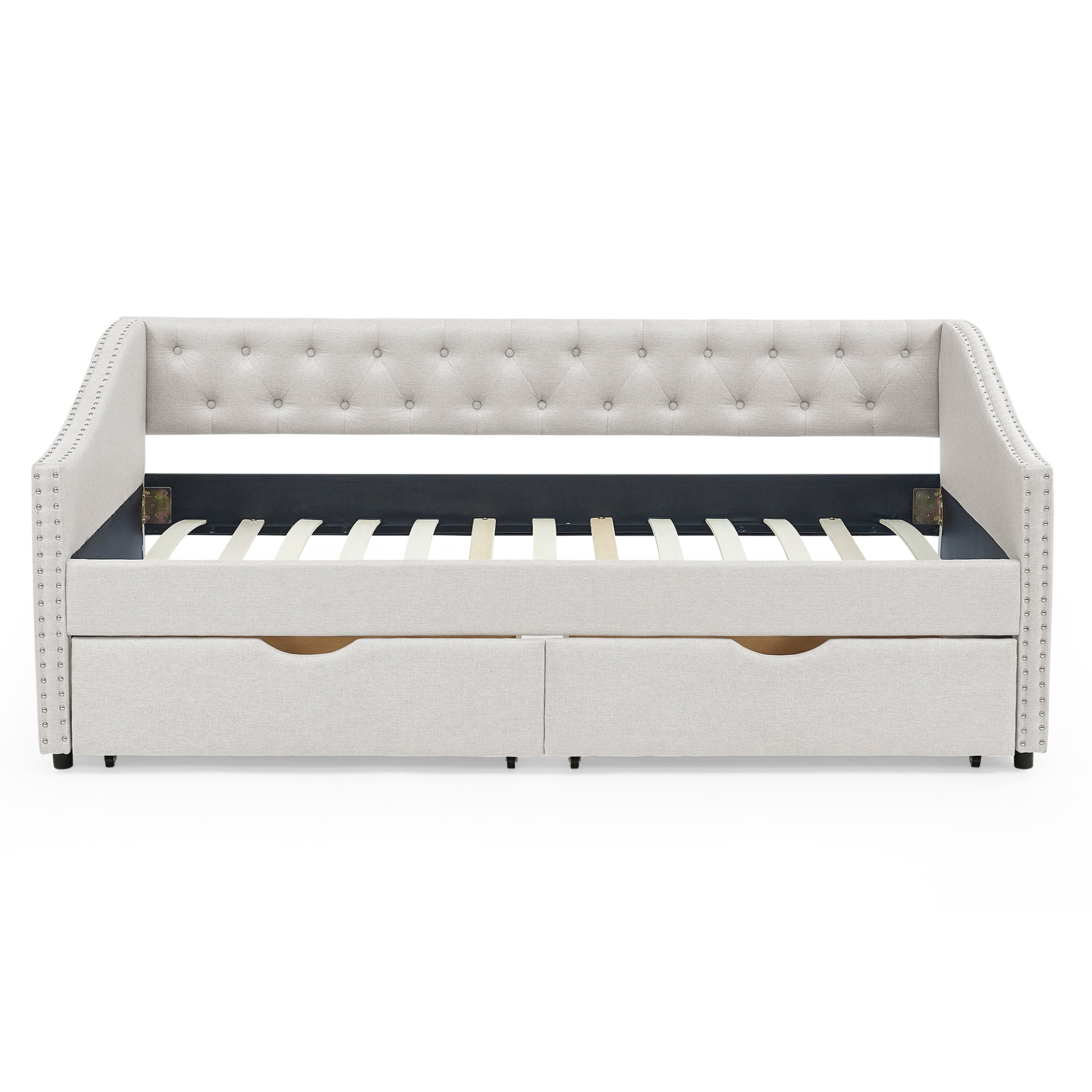 Patio Furntiure Sets | Twin Size Daybed with Drawers Upholstered Tufted Sofa Bed, Beige | casafoyer.myshopify.com