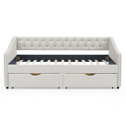 Patio Furntiure Sets | Twin Size Daybed with Drawers Upholstered Tufted Sofa Bed, Beige | casafoyer.myshopify.com