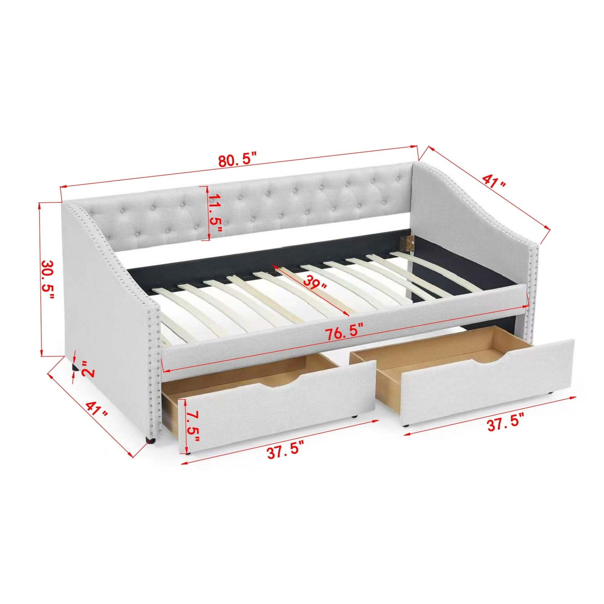 Patio Furntiure Sets | Twin Size Daybed with Drawers Upholstered Tufted Sofa Bed, Beige | casafoyer.myshopify.com