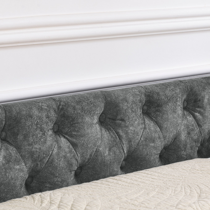 Patio Furntiure Sets | Queen Size Daybed with Drawers Upholstered Tufted Sofa Bed,,with Button on Back and Copper Nail on Waved Shape Arms, Grey (84.5inchx63.5inchx26.5inch) | casafoyer.myshopify.com