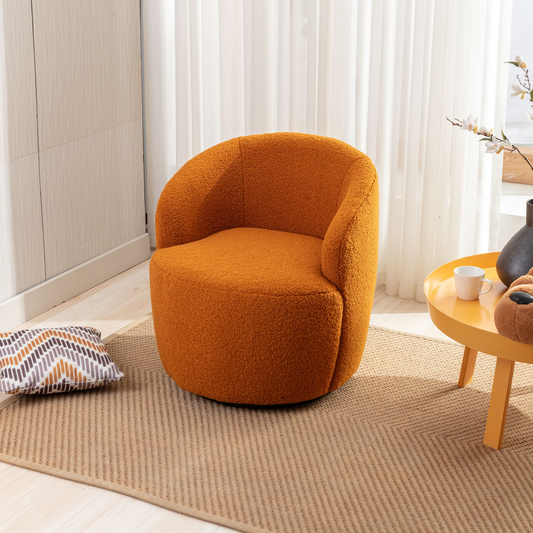 Sofa & Chair sets | Teddy Fabric Swivel Accent Armchair Barrel Chair - Caramel | casafoyer.myshopify.com