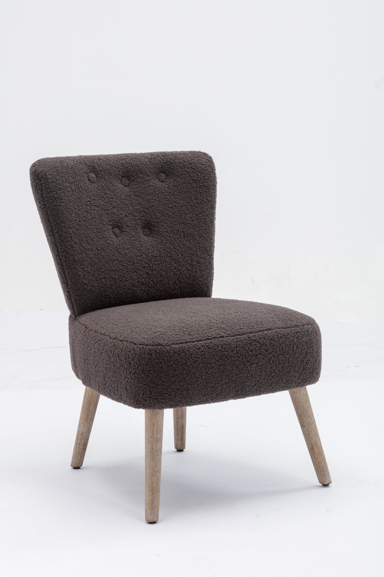 Sofa & Chair sets | Teddy Fabric Button Accent Slipper Chair With Wooden Legs For Dining Room Living Room Bedroom,Dark Gray | casafoyer.myshopify.com