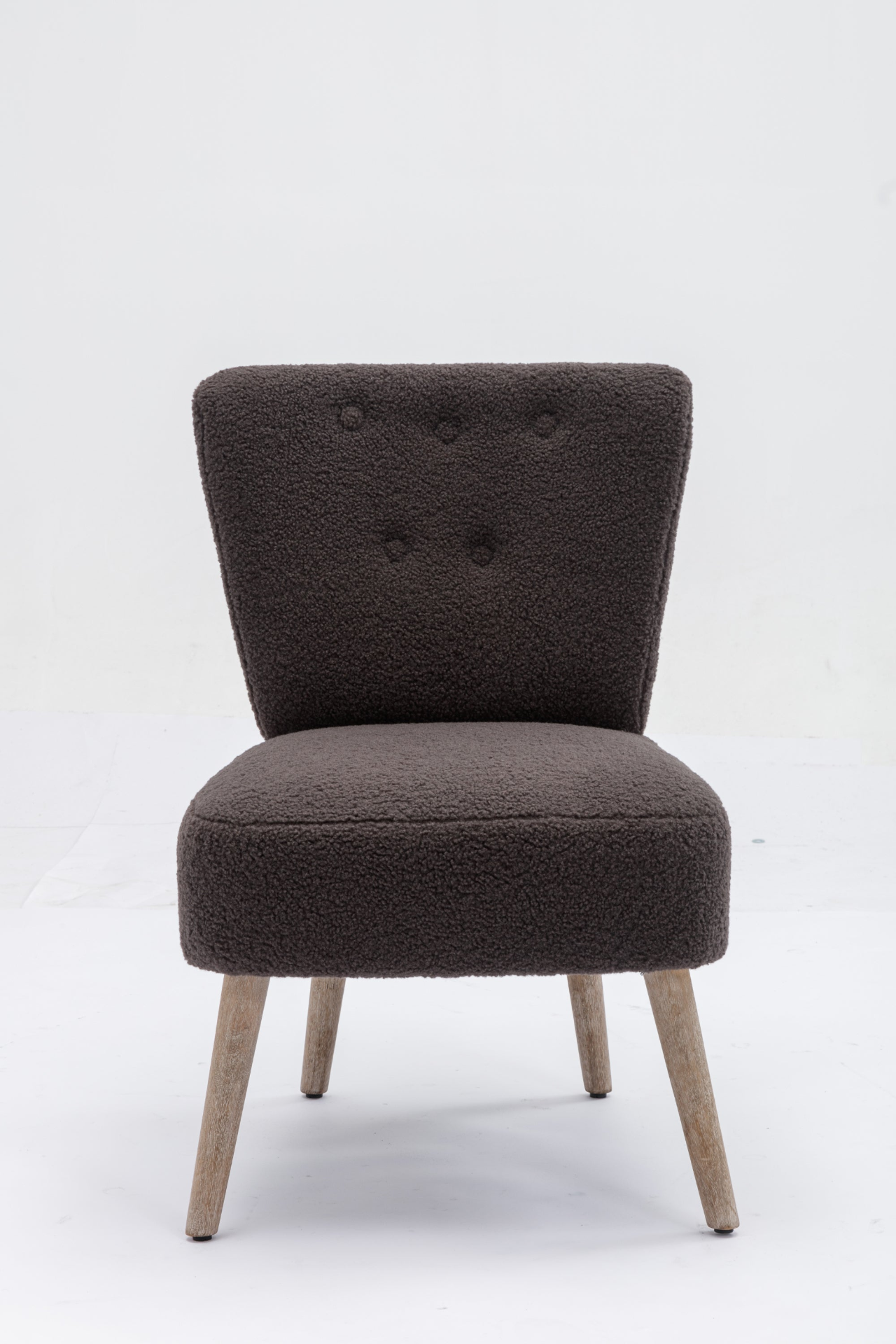 Sofa & Chair sets | Teddy Fabric Button Accent Slipper Chair With Wooden Legs For Dining Room Living Room Bedroom,Dark Gray | casafoyer.myshopify.com