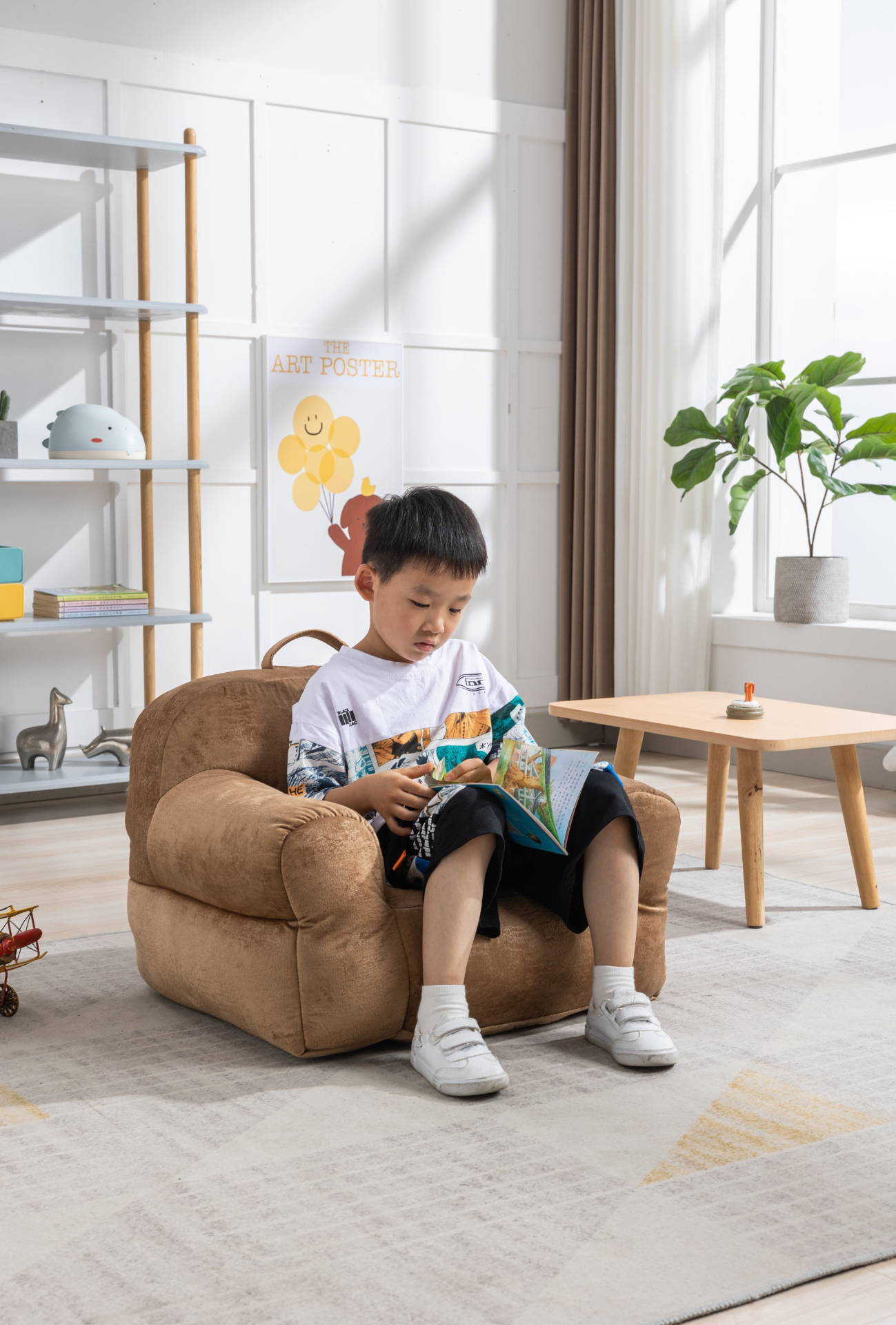 Sofa & Chair sets | Kid's Bean Bag Chair Velvet Fabric - Memory Sponge Stuffed Bean Bag Chair For Children, Brown | casafoyer.myshopify.com