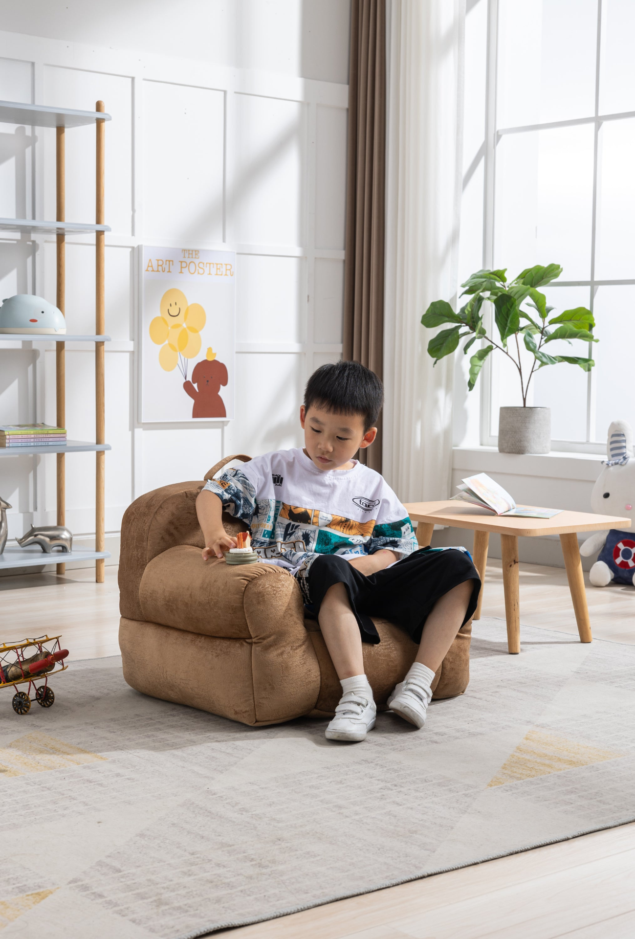 Sofa & Chair sets | Kid's Bean Bag Chair Velvet Fabric - Memory Sponge Stuffed Bean Bag Chair For Children, Brown | casafoyer.myshopify.com