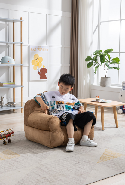Sofa & Chair sets | Kid's Bean Bag Chair Velvet Fabric - Memory Sponge Stuffed Bean Bag Chair For Children, Brown | casafoyer.myshopify.com
