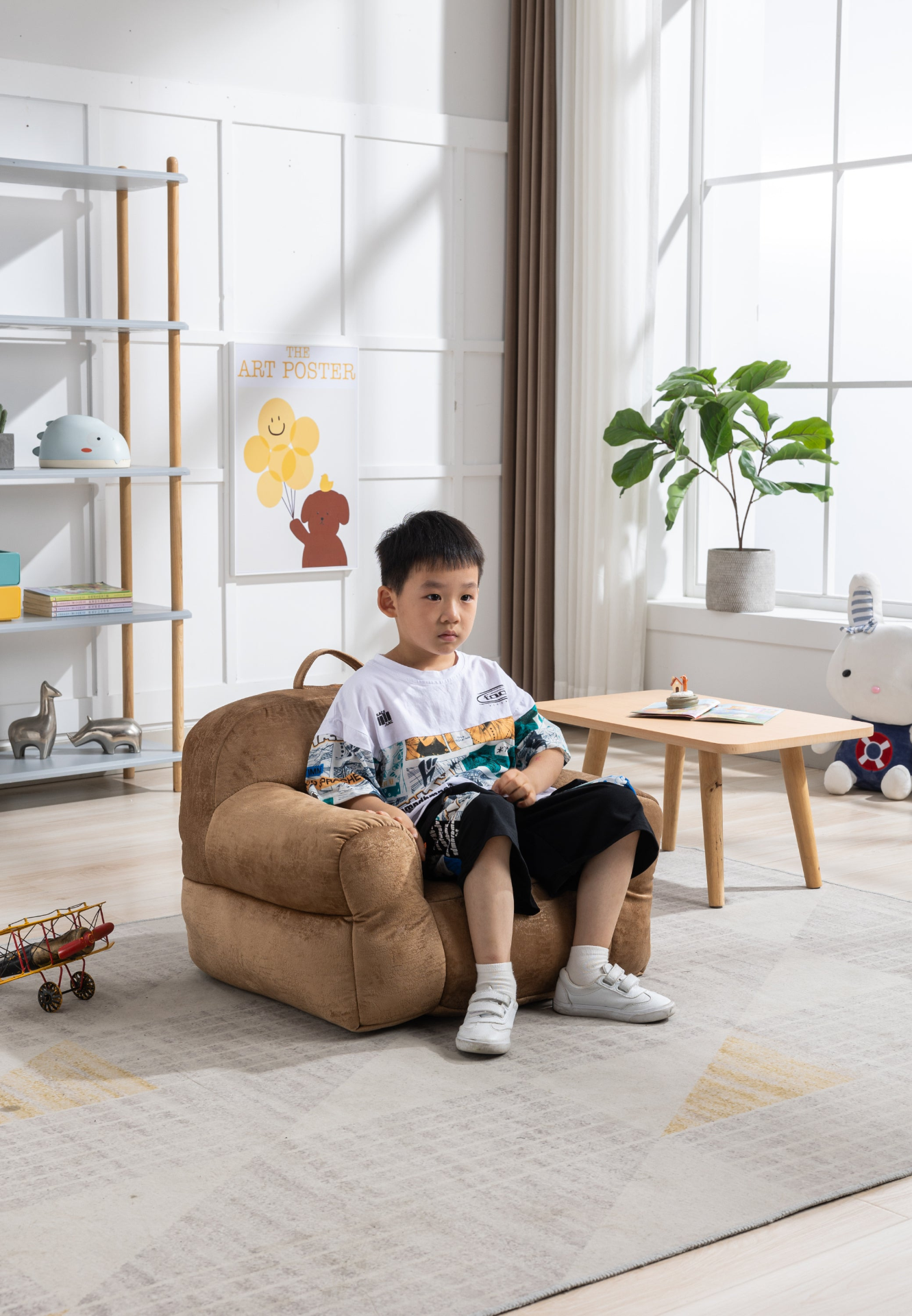 Sofa & Chair sets | Kid's Bean Bag Chair Velvet Fabric - Memory Sponge Stuffed Bean Bag Chair For Children, Brown | casafoyer.myshopify.com