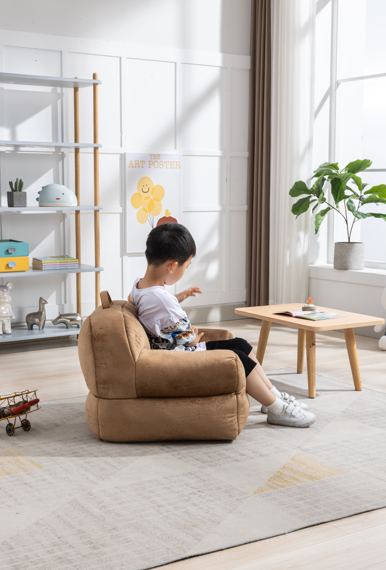 Sofa & Chair sets | Kid's Bean Bag Chair Velvet Fabric - Memory Sponge Stuffed Bean Bag Chair For Children, Brown | casafoyer.myshopify.com