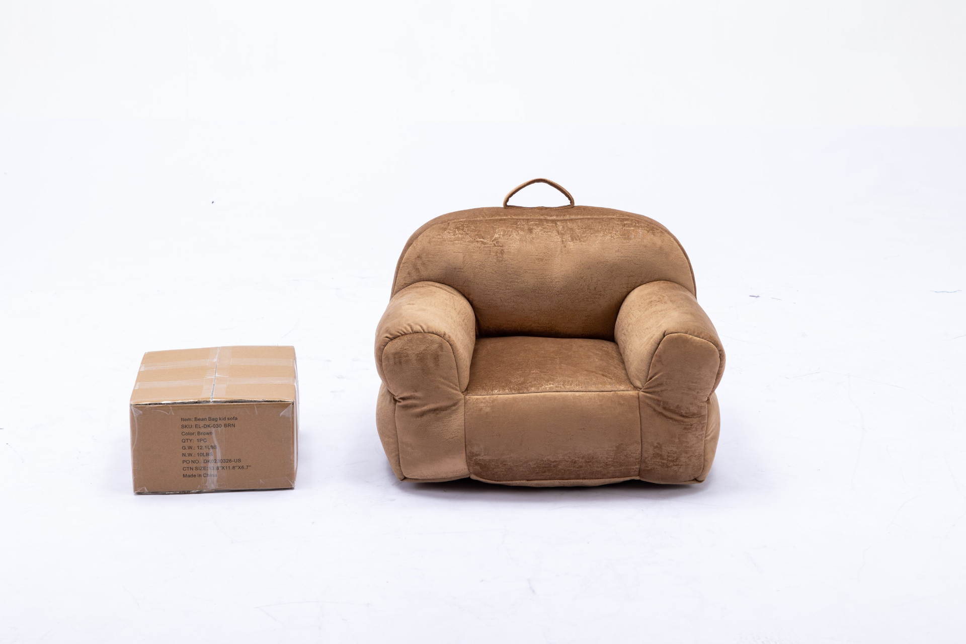 Sofa & Chair sets | Kid's Bean Bag Chair Velvet Fabric - Memory Sponge Stuffed Bean Bag Chair For Children, Brown | casafoyer.myshopify.com