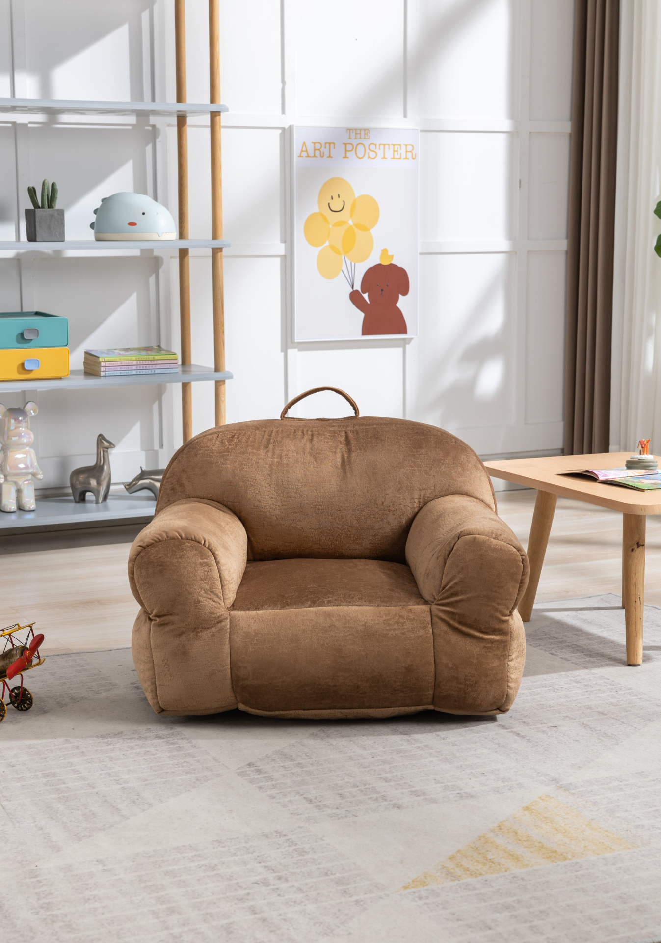 Sofa & Chair sets | Kid's Bean Bag Chair Velvet Fabric - Memory Sponge Stuffed Bean Bag Chair For Children, Brown | casafoyer.myshopify.com