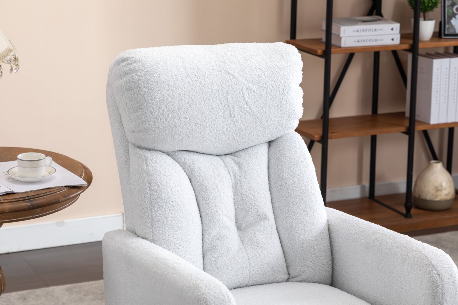 Sofa & Chair sets | Teddy Fabric Swivel Rocking Chair Gilder Chair With Pocket,White | casafoyer.myshopify.com