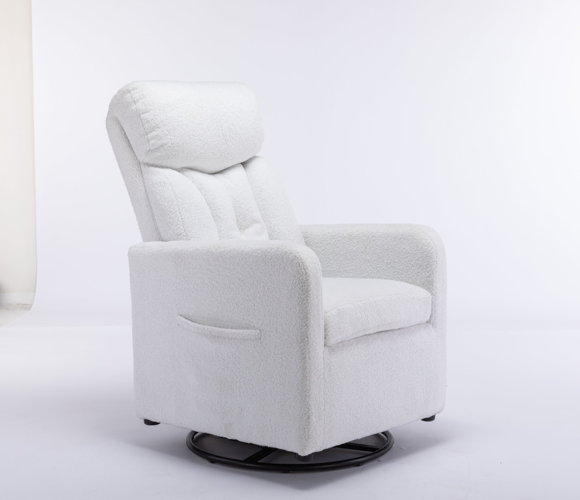 Sofa & Chair sets | Teddy Fabric Swivel Rocking Chair Gilder Chair With Pocket,White | casafoyer.myshopify.com