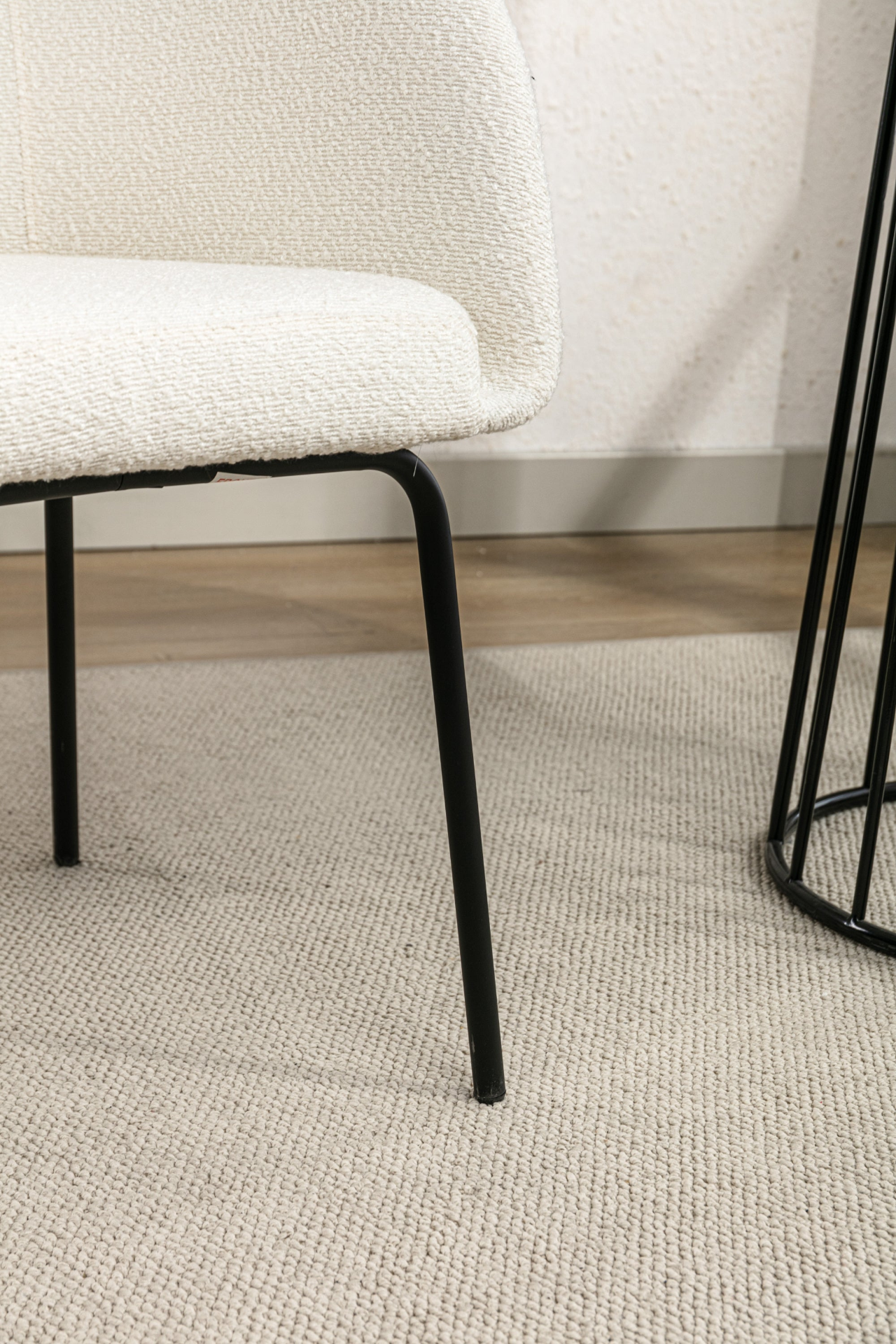 [product_type] | 039-Set of 1 Boucle Fabric Dining Chair With Black Metal Legs,Ivory | casafoyer.myshopify.com